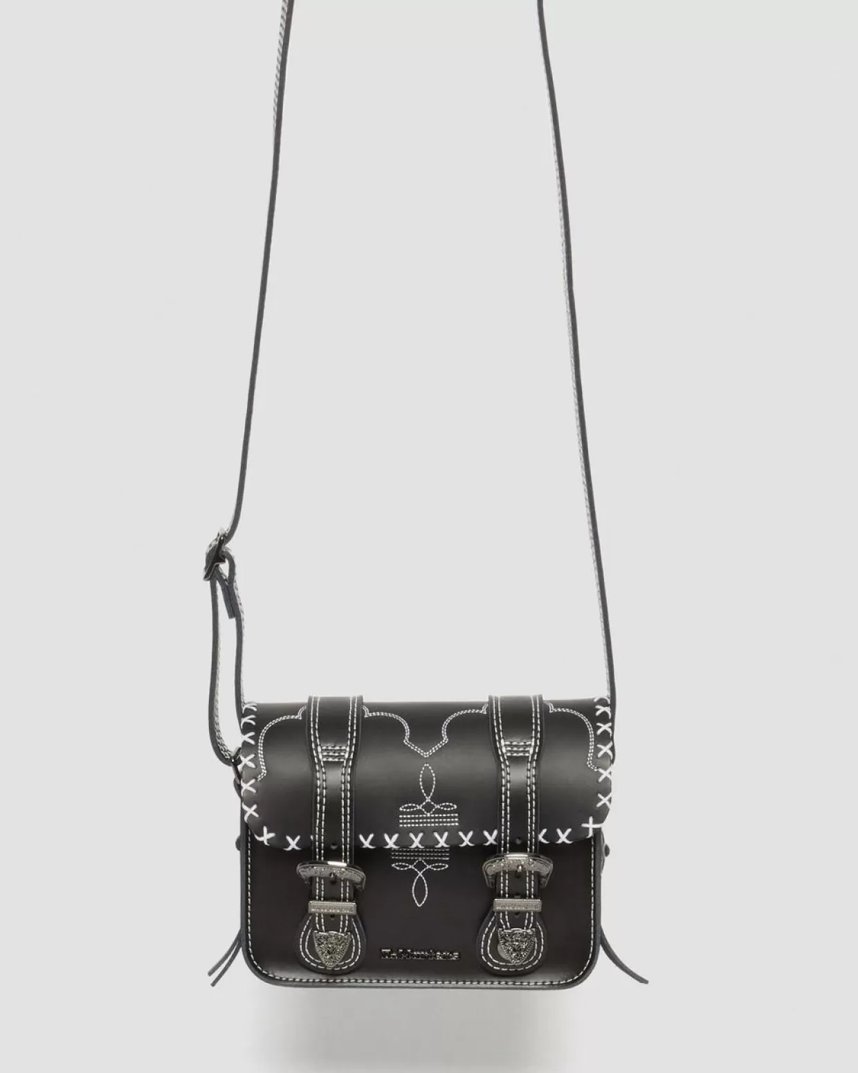 Dr. Martens BORSA A TRACOLLA IN PELLE CON CUCITURE A CONTRASTO 18 CM
