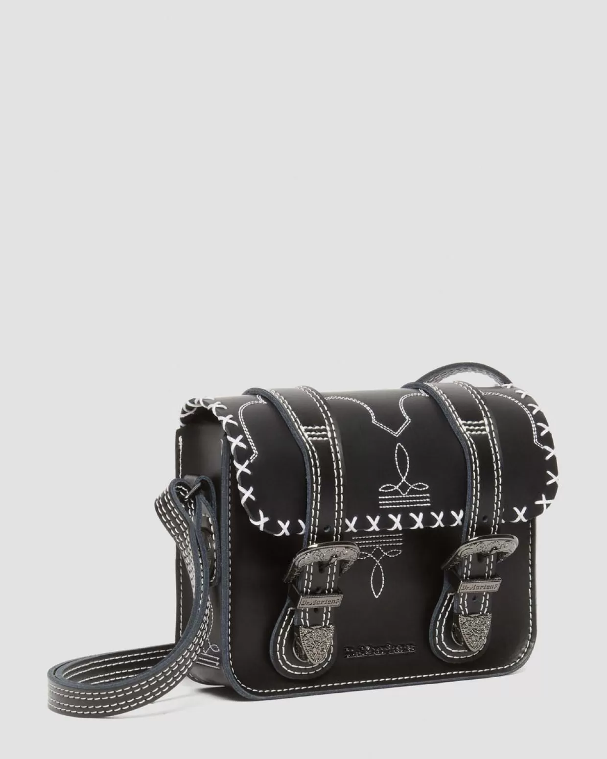 Dr. Martens BORSA A TRACOLLA IN PELLE CON CUCITURE A CONTRASTO 18 CM