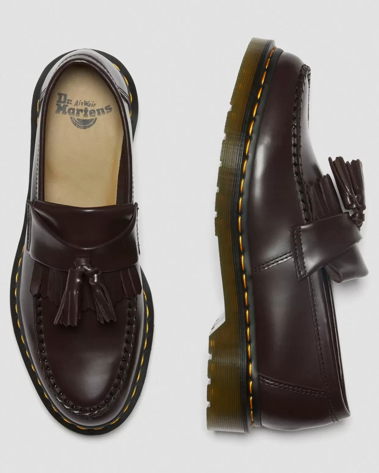 WOMENS Dr. Martens Mocassini Adrian con nappe e cuciture gialle in pelle Smooth