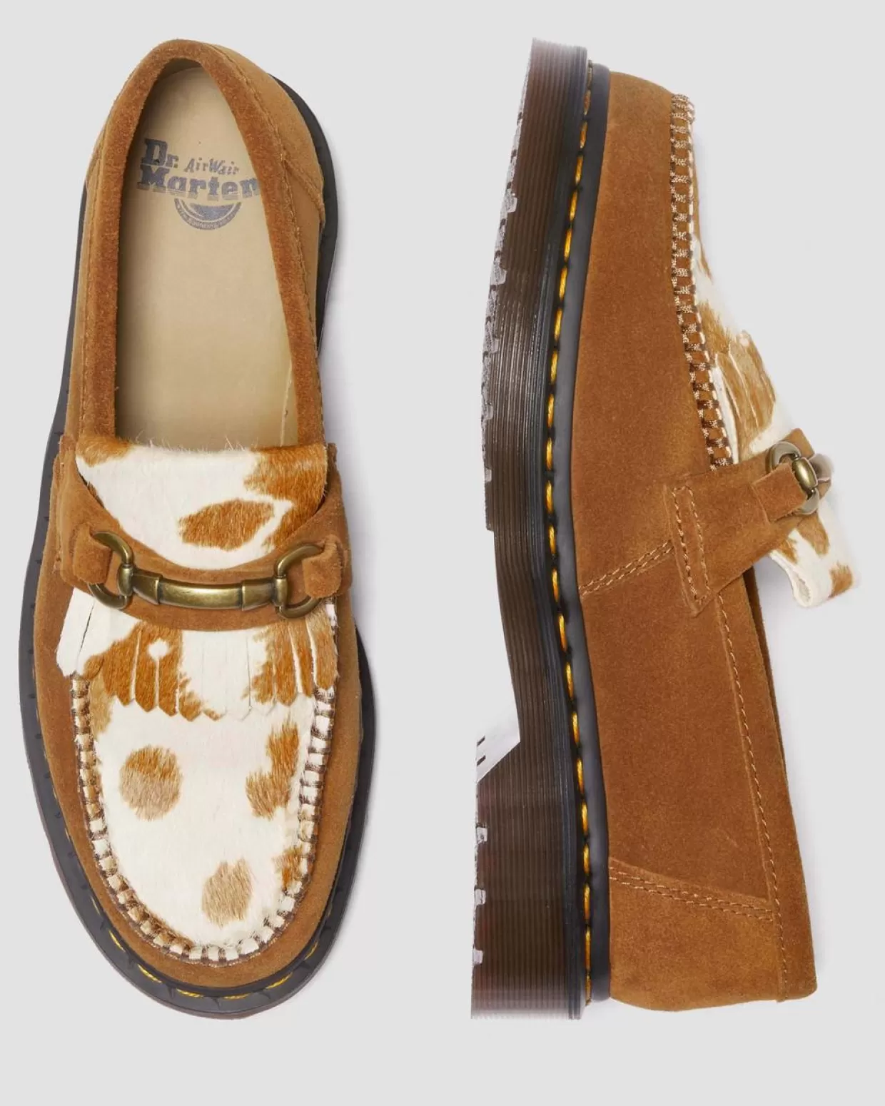 WOMENS Dr. Martens Mocassini Adrian Snaffle in camoscio con stampa maculata in pelo