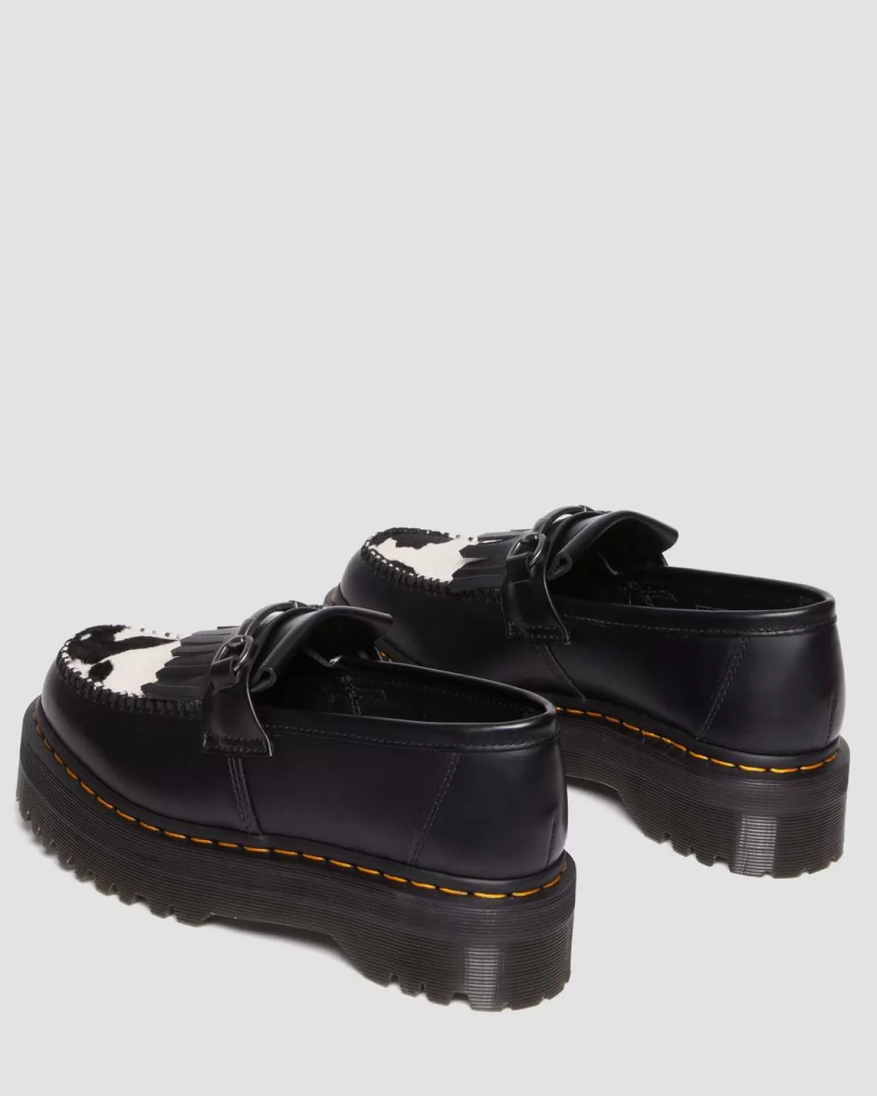 MENS Dr. Martens Mocassini neri Adrian Snaffle in pelle con stampa maculata in pelo