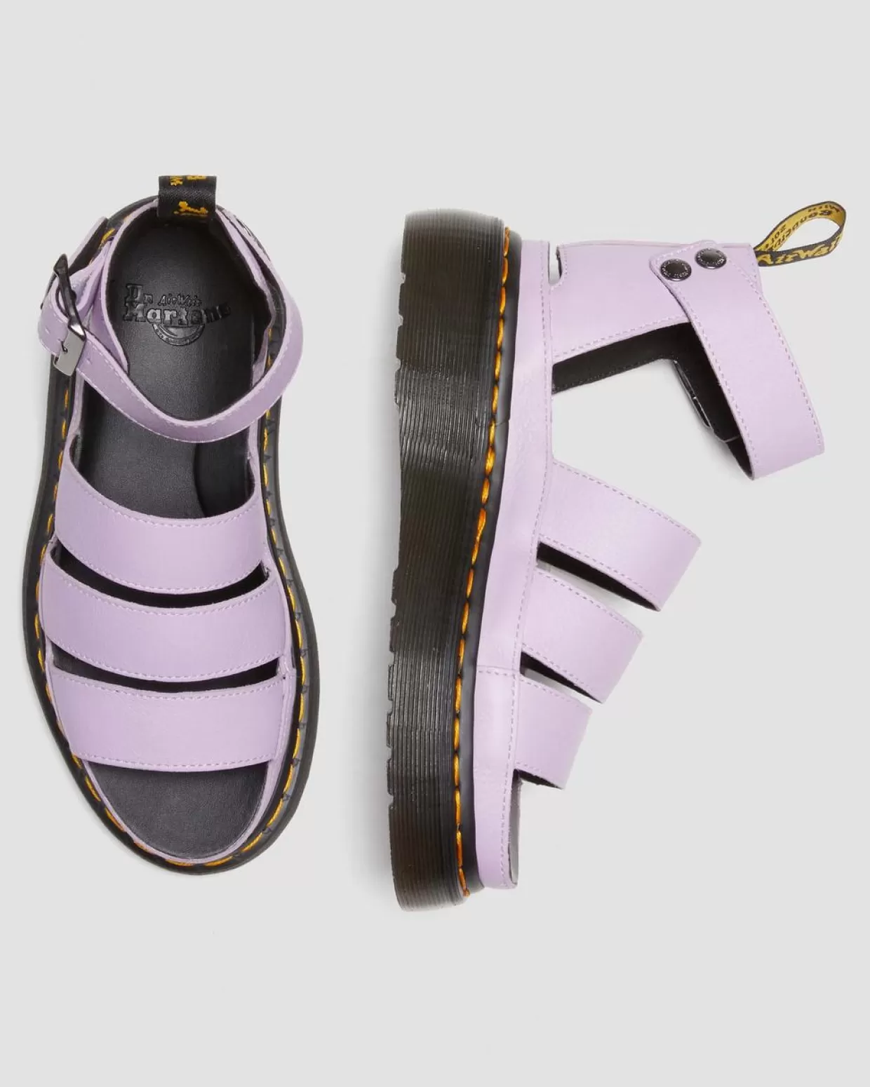 UNISEX Dr. Martens Sandali platform Clarissa II in pelle Pisa con cinturini