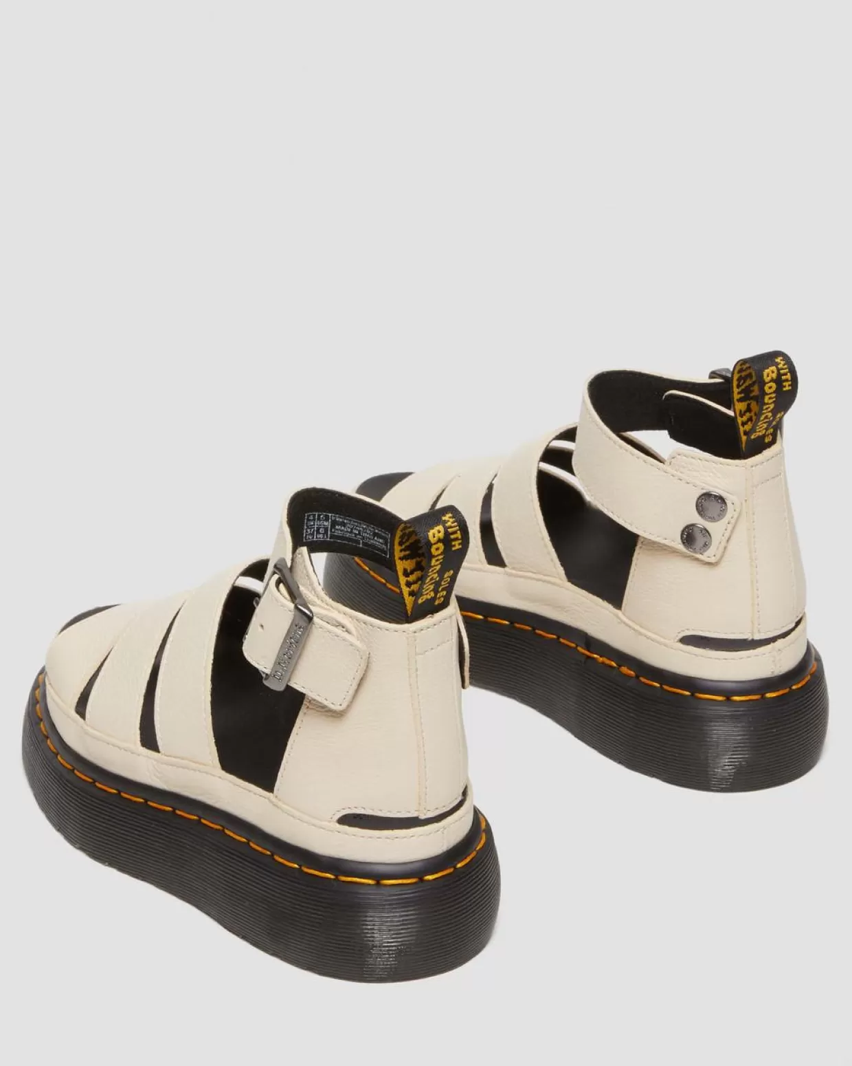 UNISEX Dr. Martens Sandali platform Clarissa II in pelle Pisa con cinturini