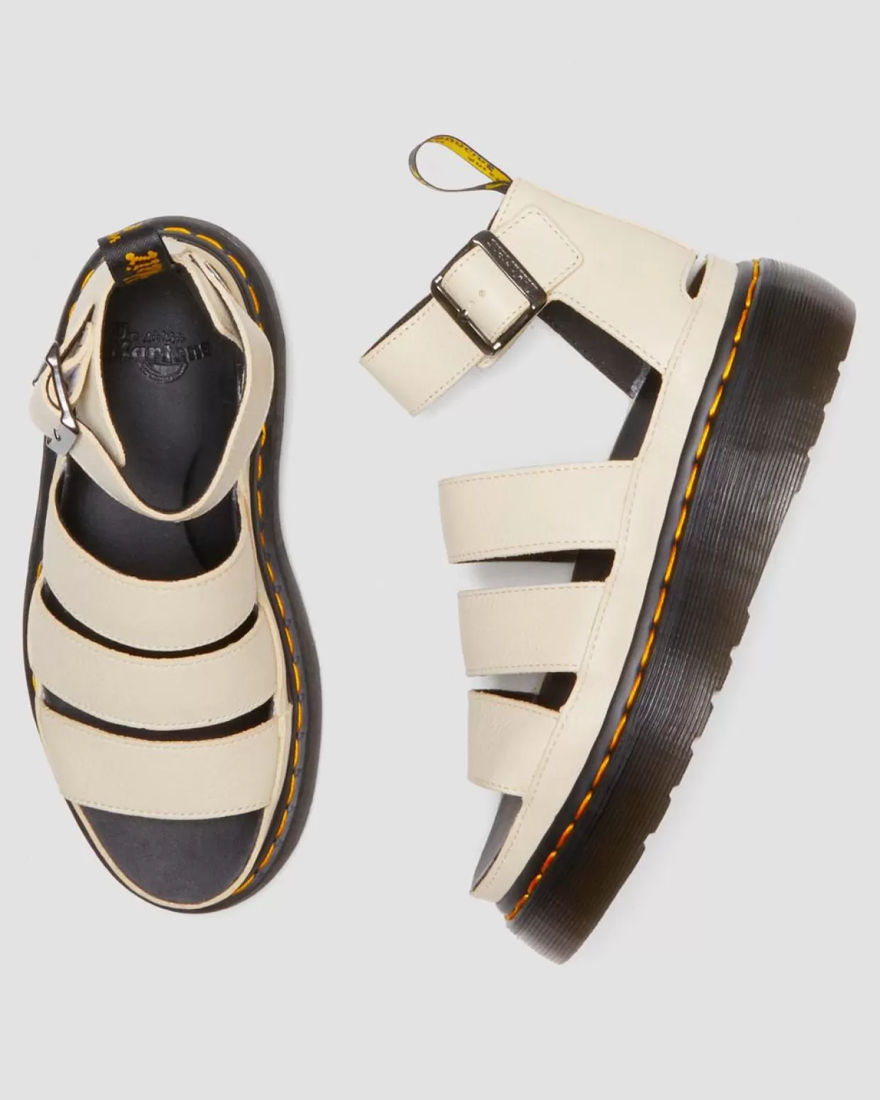 UNISEX Dr. Martens Sandali platform Clarissa II in pelle Pisa con cinturini