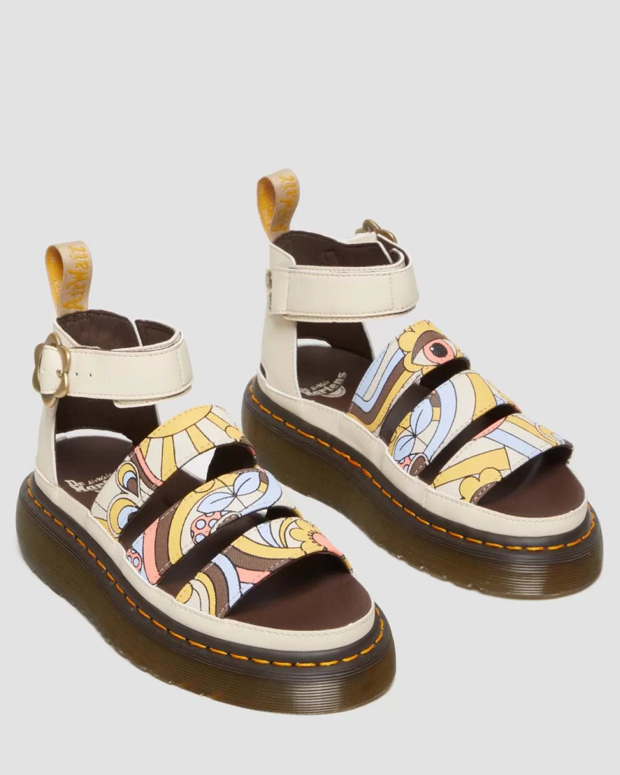 UNISEX Dr. Martens Sandali Platform Clarissa II Quad Retro in tela con cinturino vegano