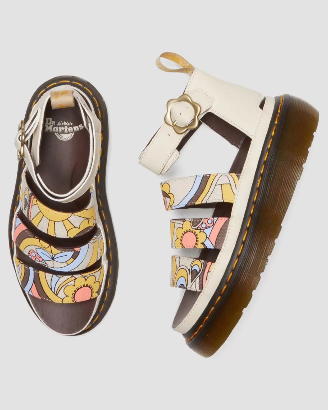 UNISEX Dr. Martens Sandali Platform Clarissa II Quad Retro in tela con cinturino vegano