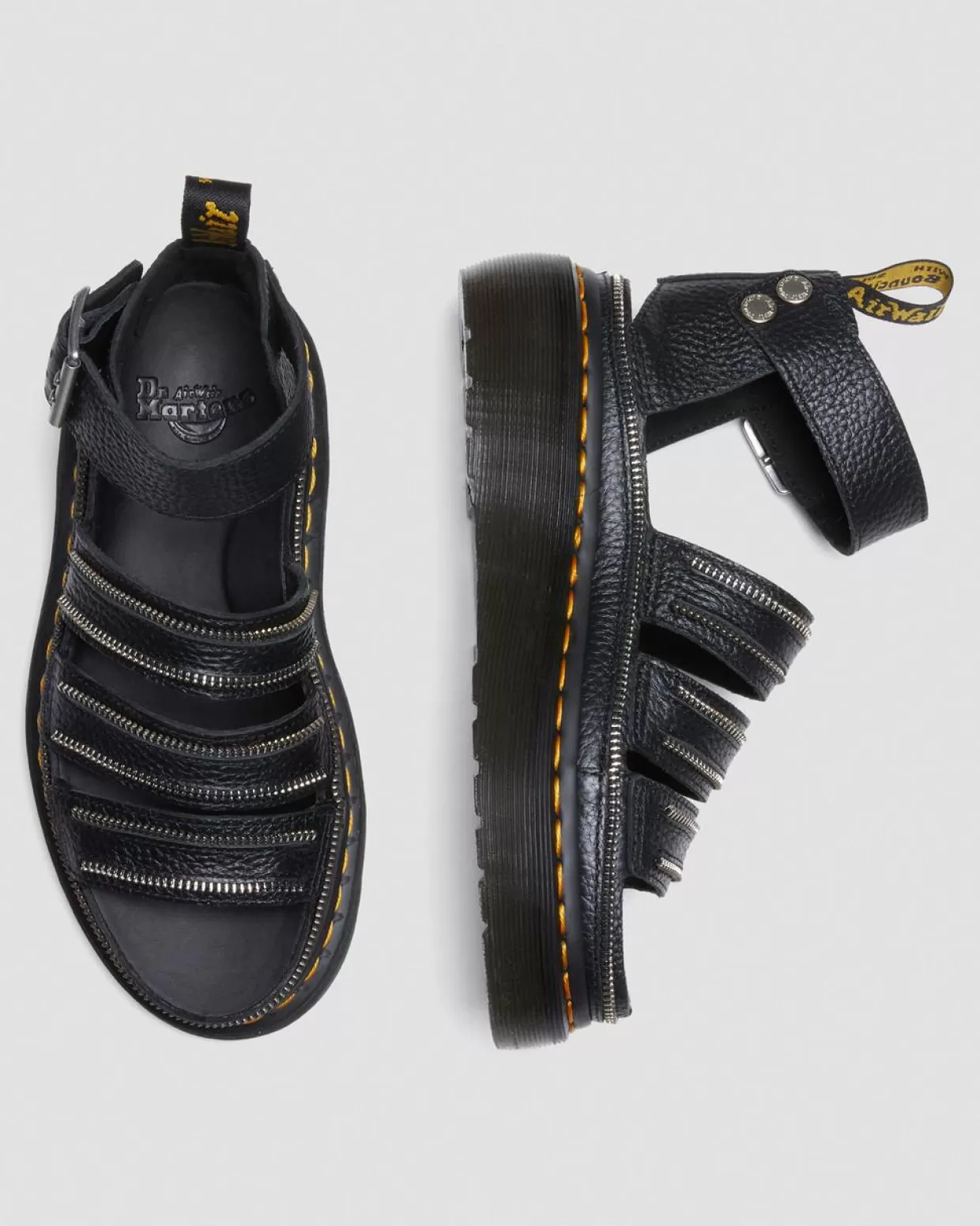 WOMENS Dr. Martens Sandali platform Quad Clarissa II Hardware in nappa fresata