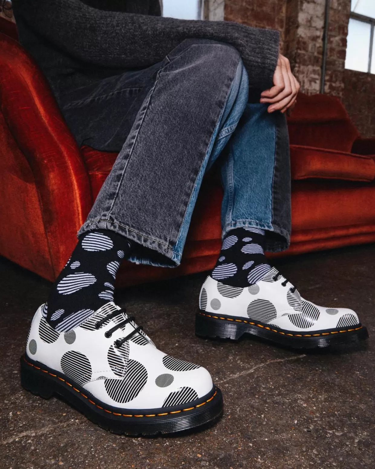 WOMENS Dr. Martens Scarpe di pelle 1461 Polka Dot Smooth