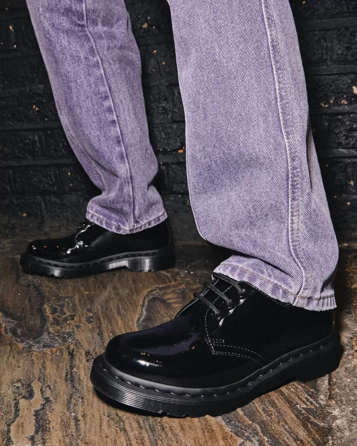 WOMENS Dr. Martens Scarpe di pelle di vernice 1461 Mono