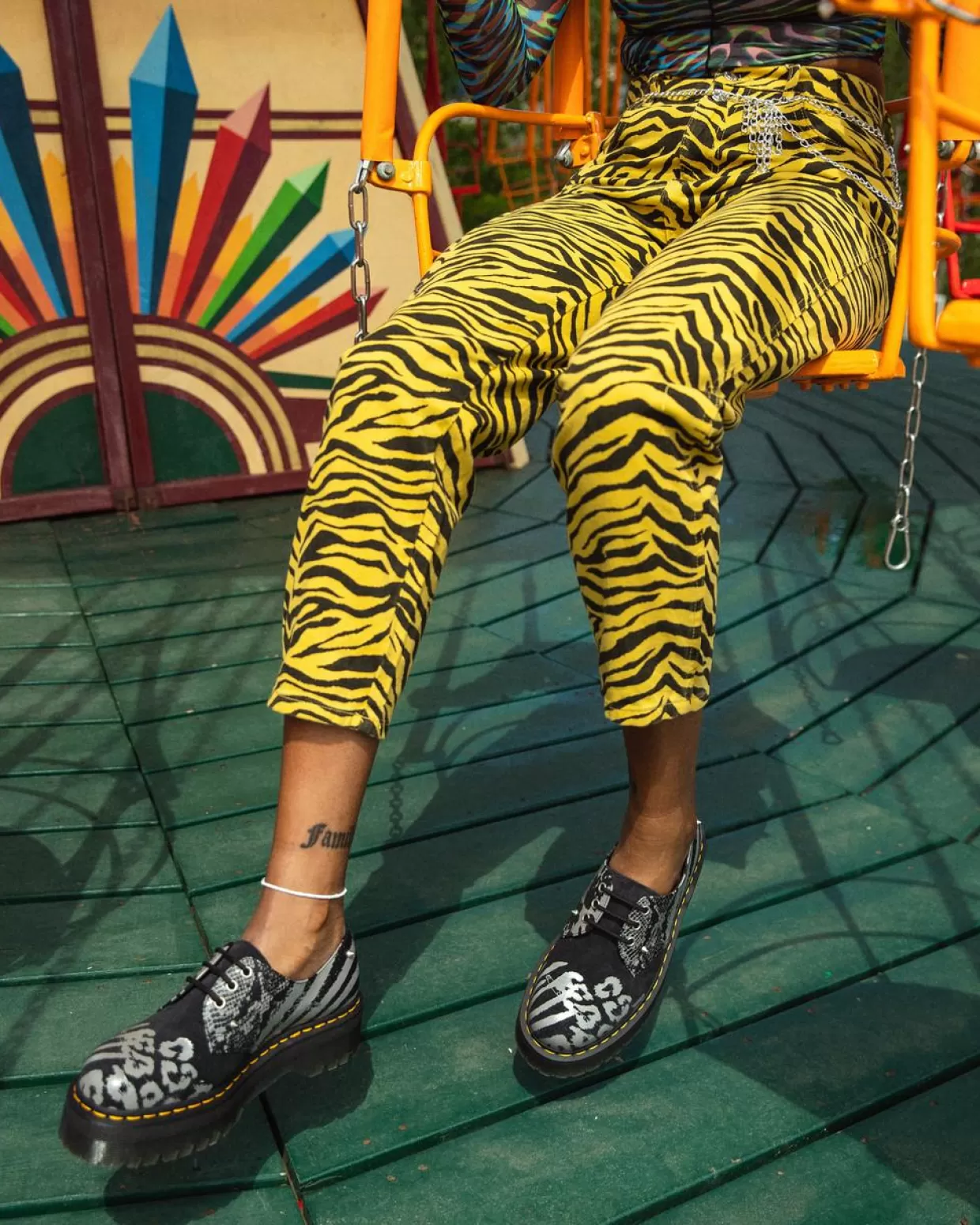 MENS Dr. Martens Scarpe platform 1461 Animal Clash in pelle scamosciata