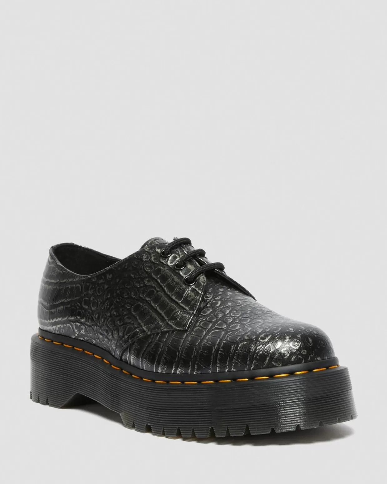 WOMENS Dr. Martens Scarpe platform 1461 di pelle goffrata effetto coccodrillo