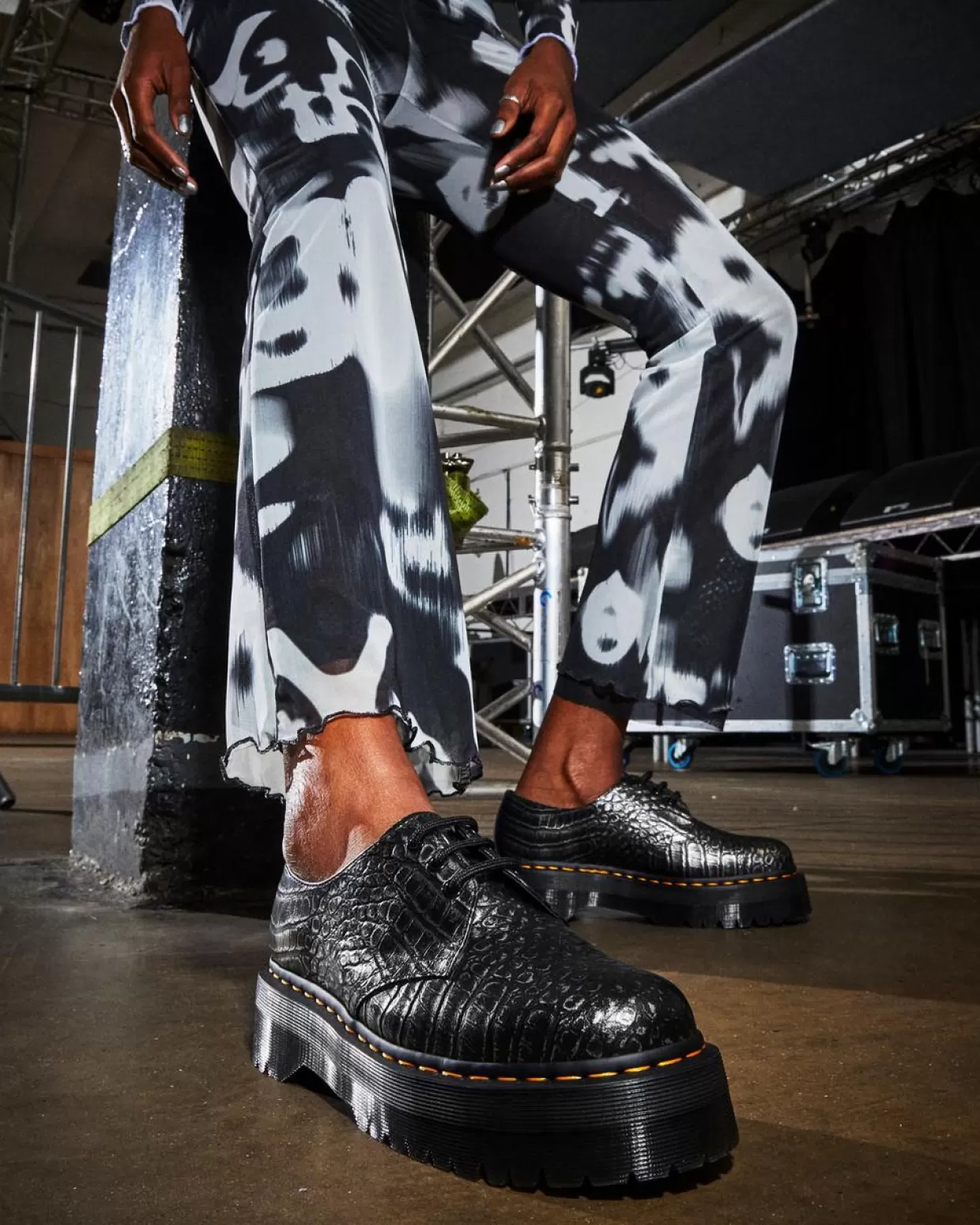 WOMENS Dr. Martens Scarpe platform 1461 di pelle goffrata effetto coccodrillo