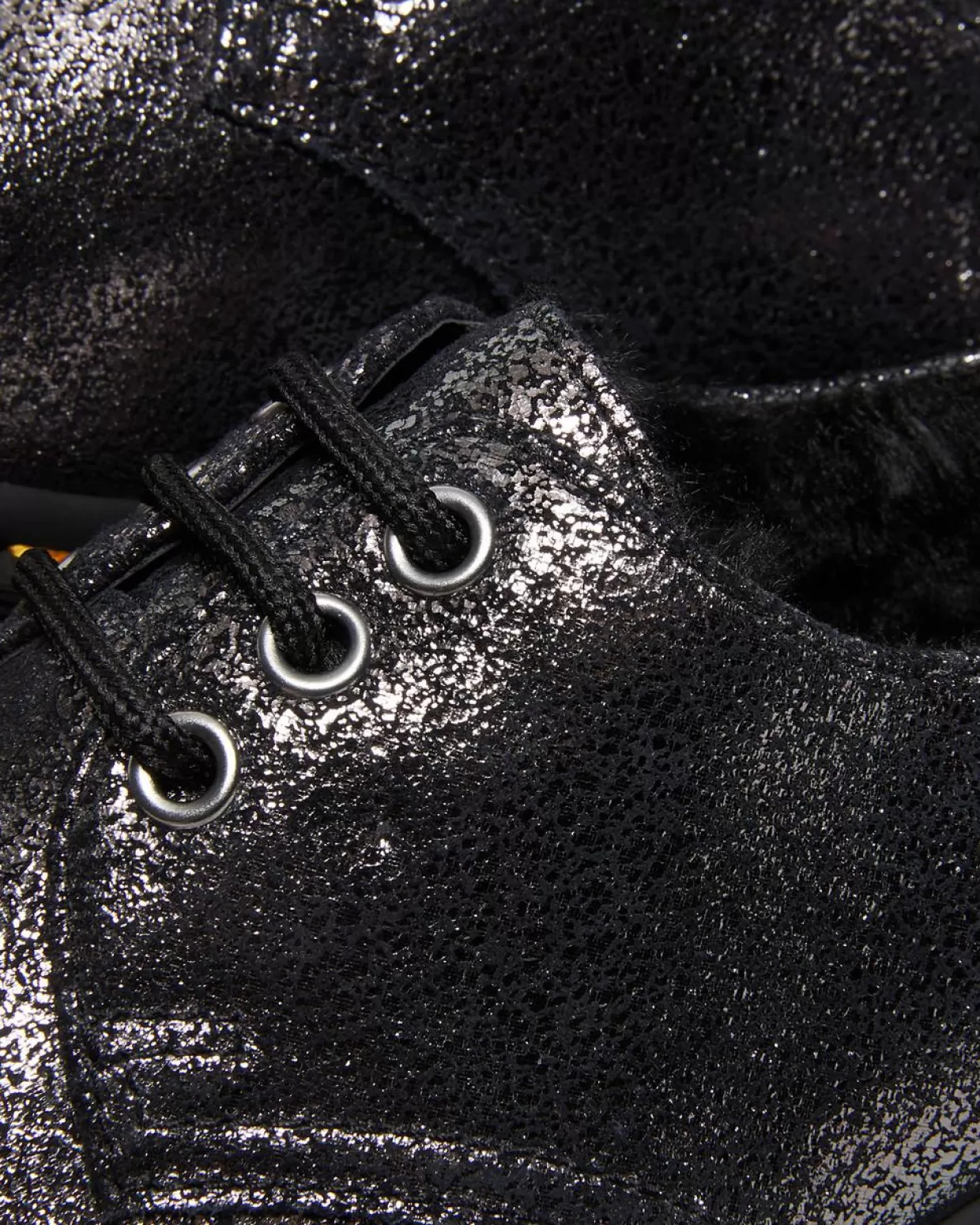 WOMENS Dr. Martens Scarpe Platform 1461 In Pelle Laminata Con Rivestimento Interno In Pelliccia Sintetica
