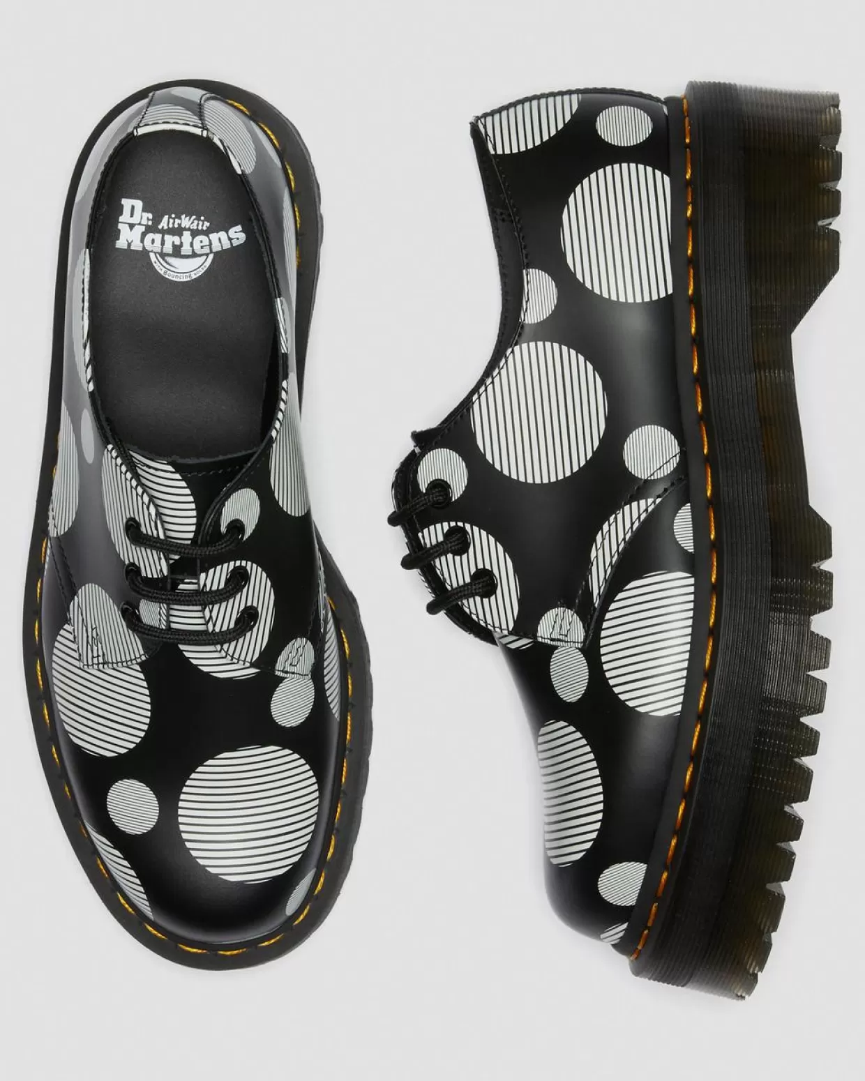 WOMENS Dr. Martens Scarpe platform di pelle 1461 Quad Polka Dot Smooth