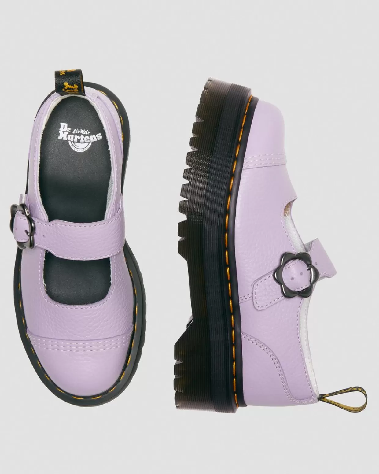 UNISEX Dr. Martens Scarpe platform di pelle Addina con fibbia con fiore