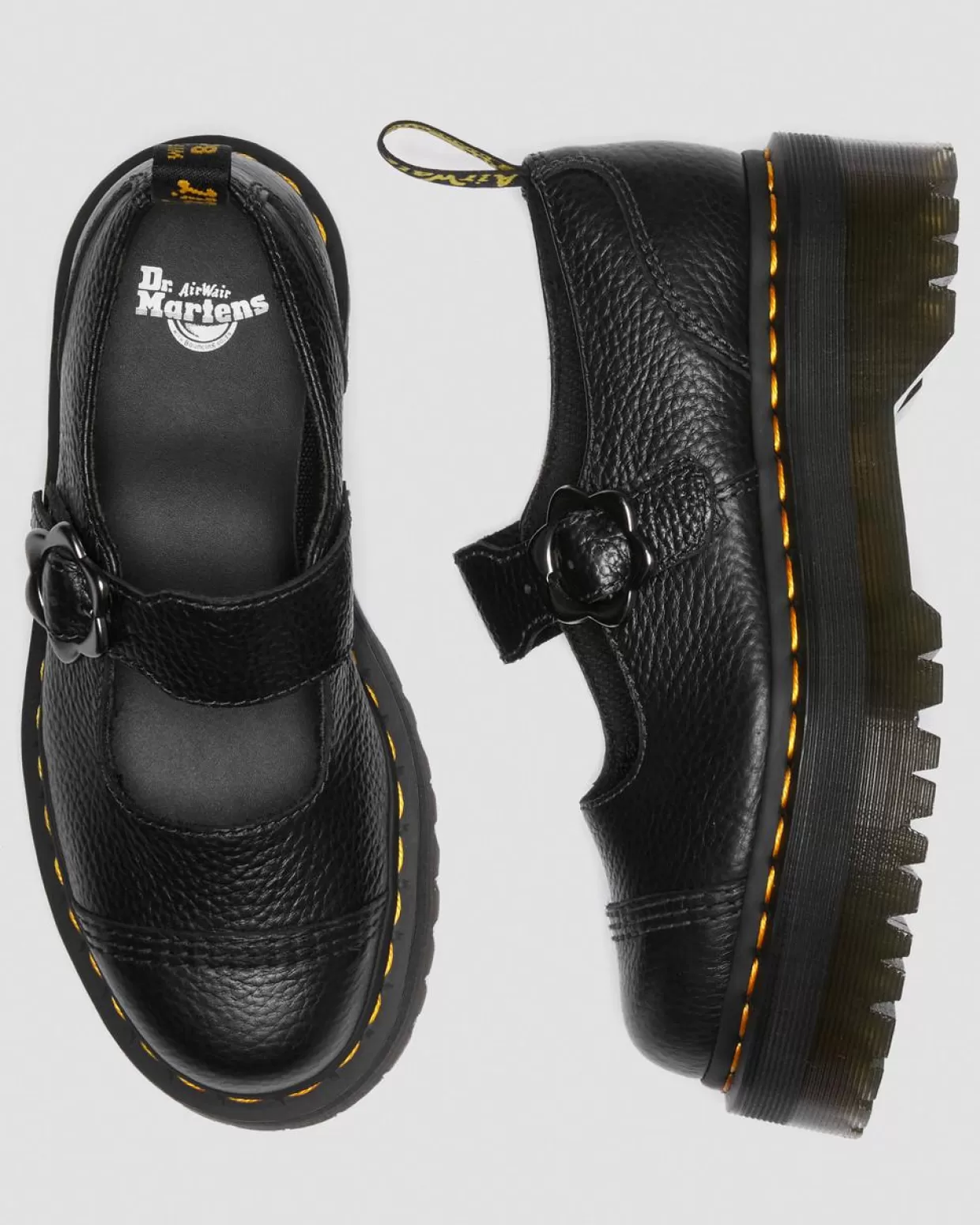 UNISEX Dr. Martens Scarpe platform di pelle Addina con fibbia con fiore
