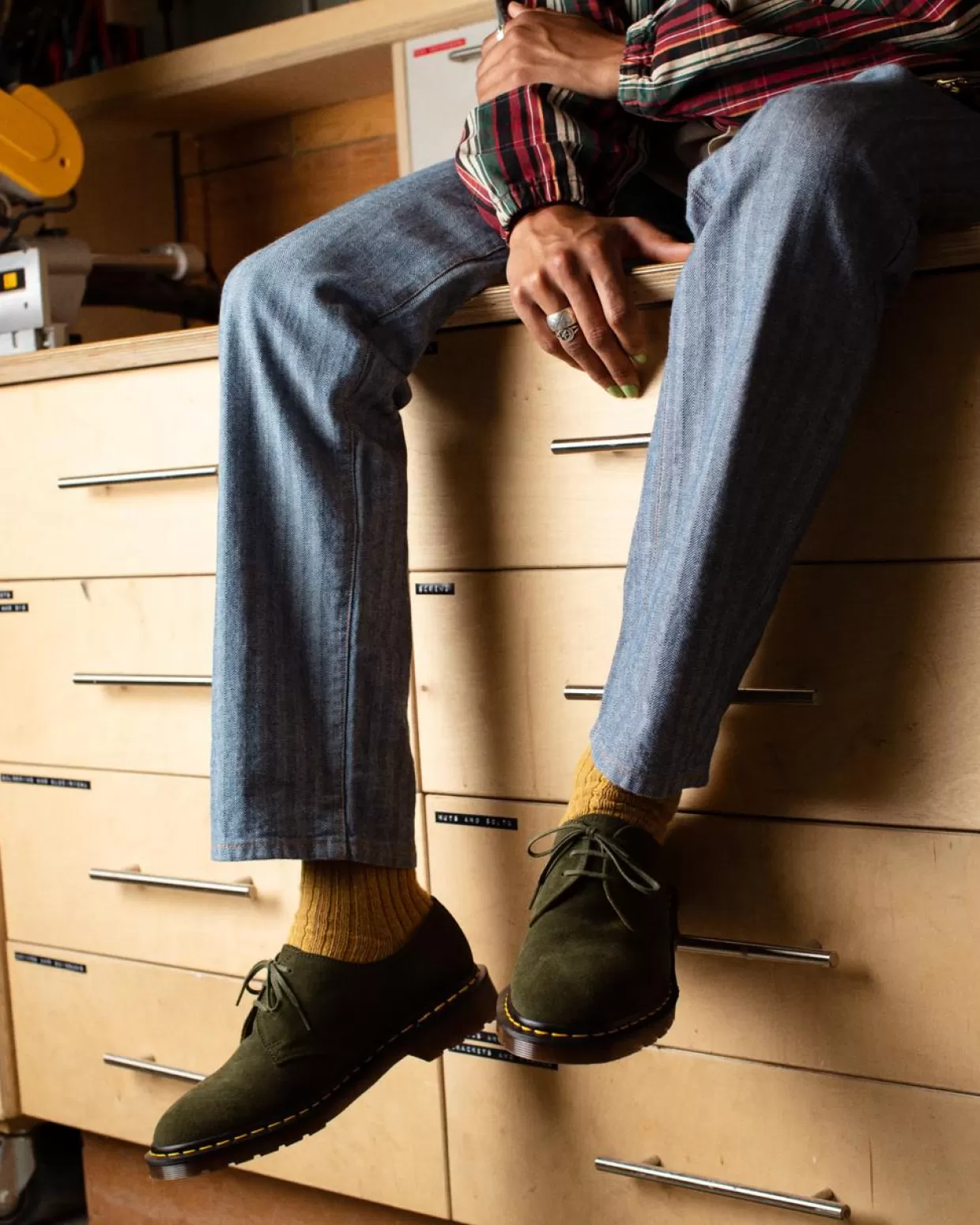 MENS Dr. Martens Scarpe scamosciate 1461 Made in England in pelle Nubuck
