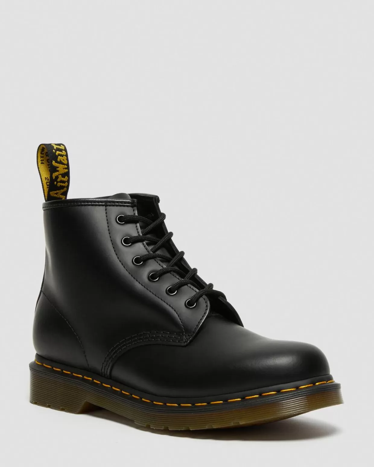 WOMENS Dr. Martens Stivaletti 101 in pelle Smooth con cuciture gialle