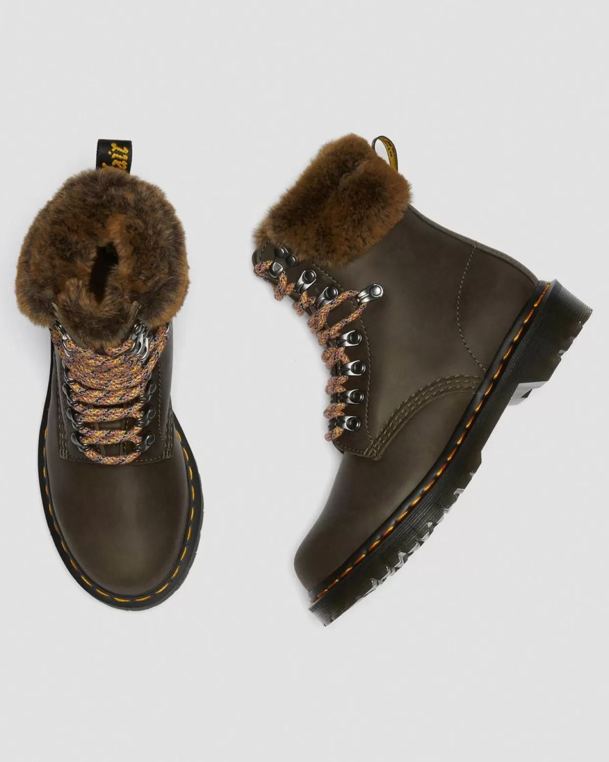 UNISEX Dr. Martens Stivaletti 1460 Serena Collar Con Rivestimento Interno In Pelliccia Sintetica