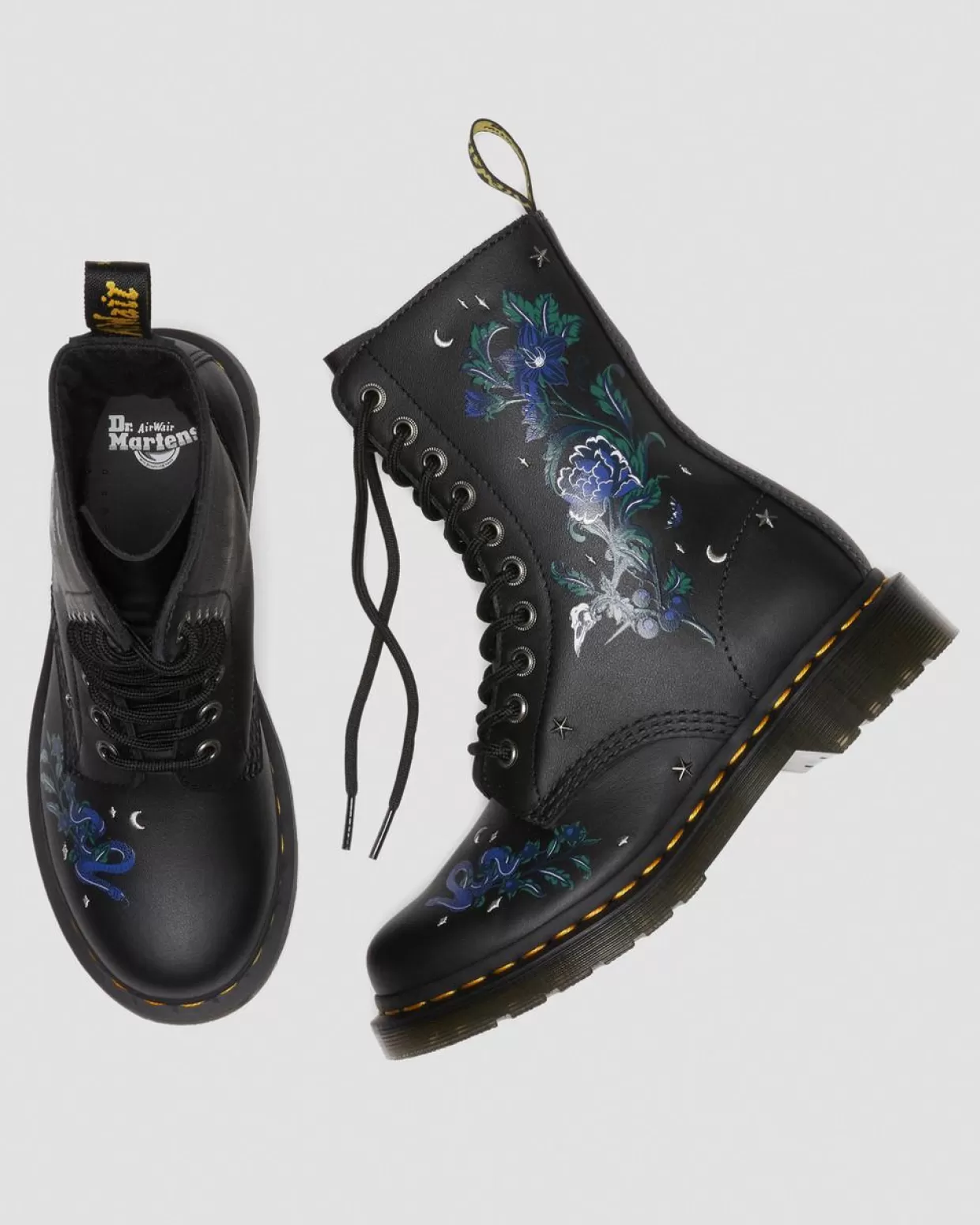 Dr. Martens Stivaletti al polpaccio di pelle 1490 con motivi floreali