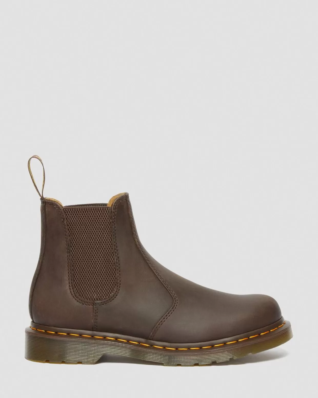 MENS Dr. Martens Stivaletti Chelsea 2976 di pelle Crazy Horse con cuciture gialle
