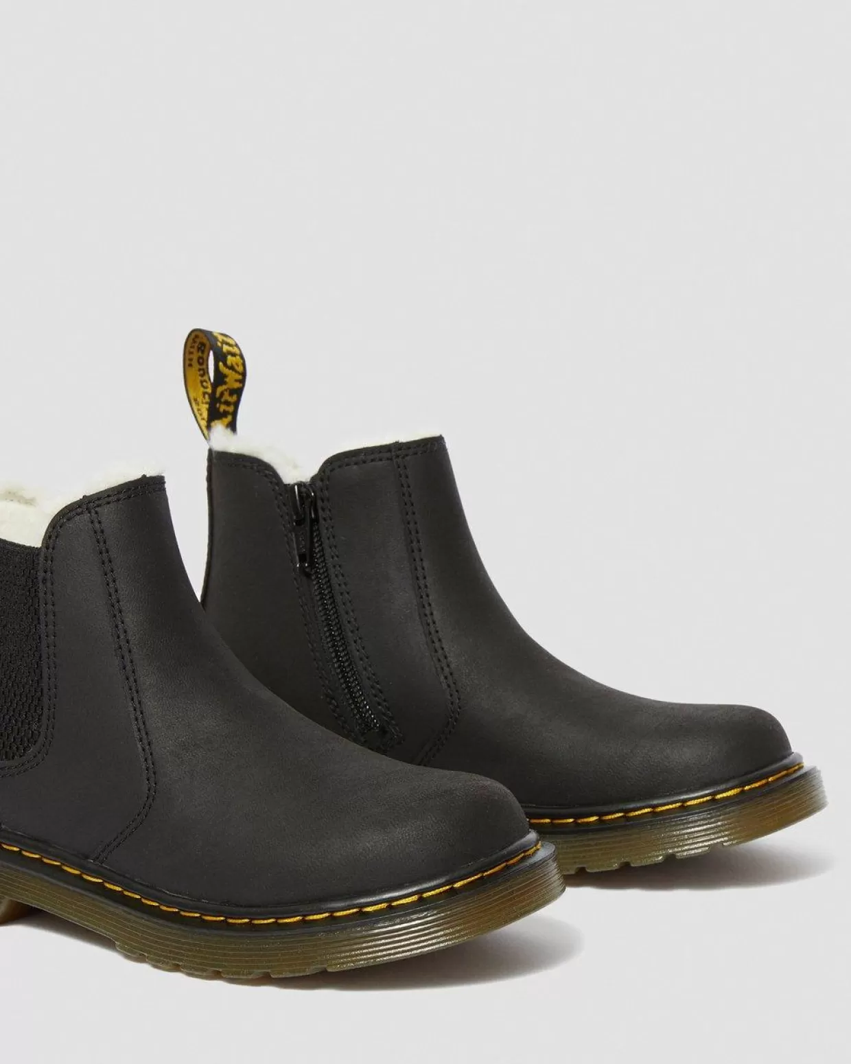 KIDS Dr. Martens Stivaletti Chelsea 2976 Leonore Bambini con Rivestimento in Pelliccia