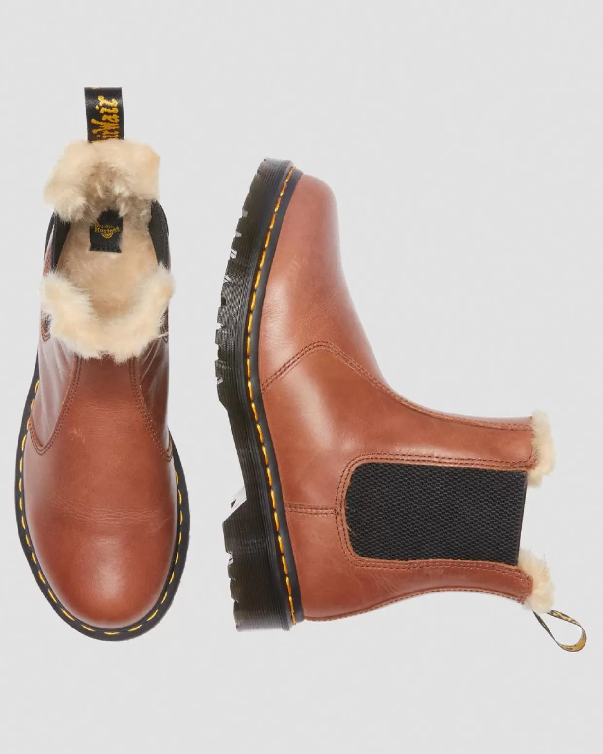 WOMENS Dr. Martens Stivaletti Chelsea 2976 Leonore con rivestimento in pelliccia sintetica