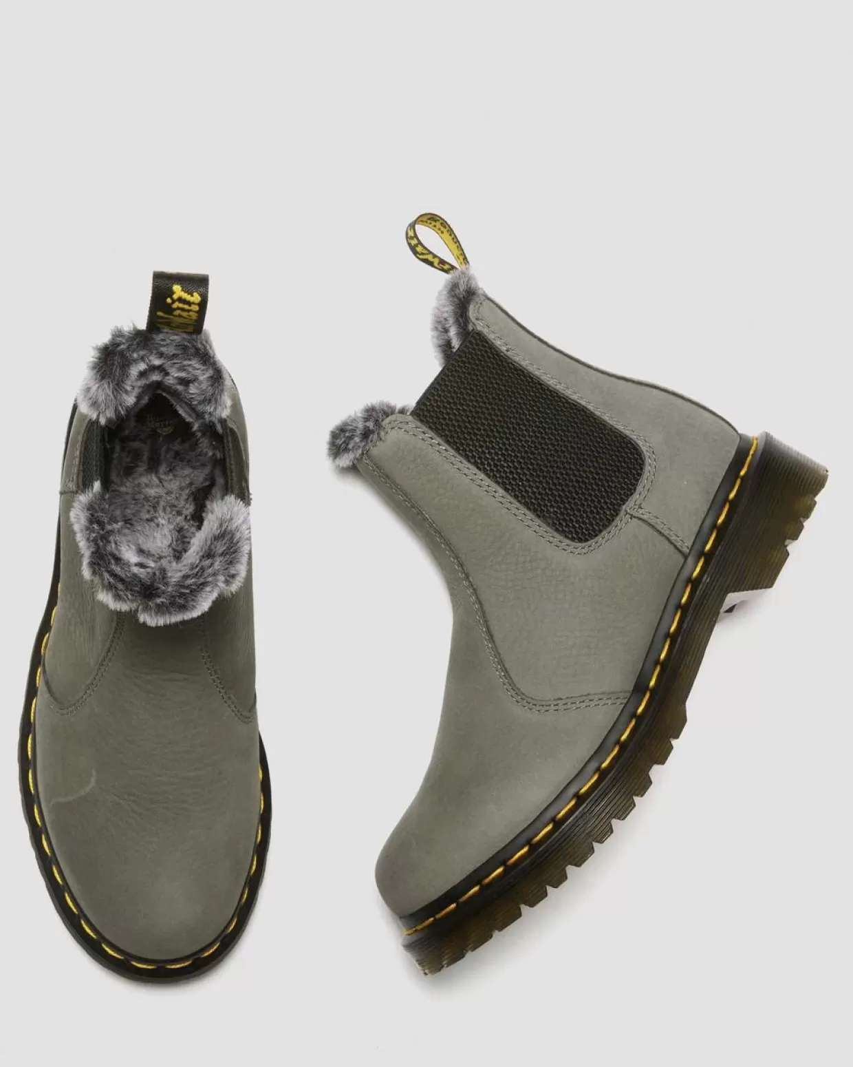 UNISEX Dr. Martens Stivaletti Chelsea 2976 Leonore in nubuck con rivestimento in pelliccia sintetica