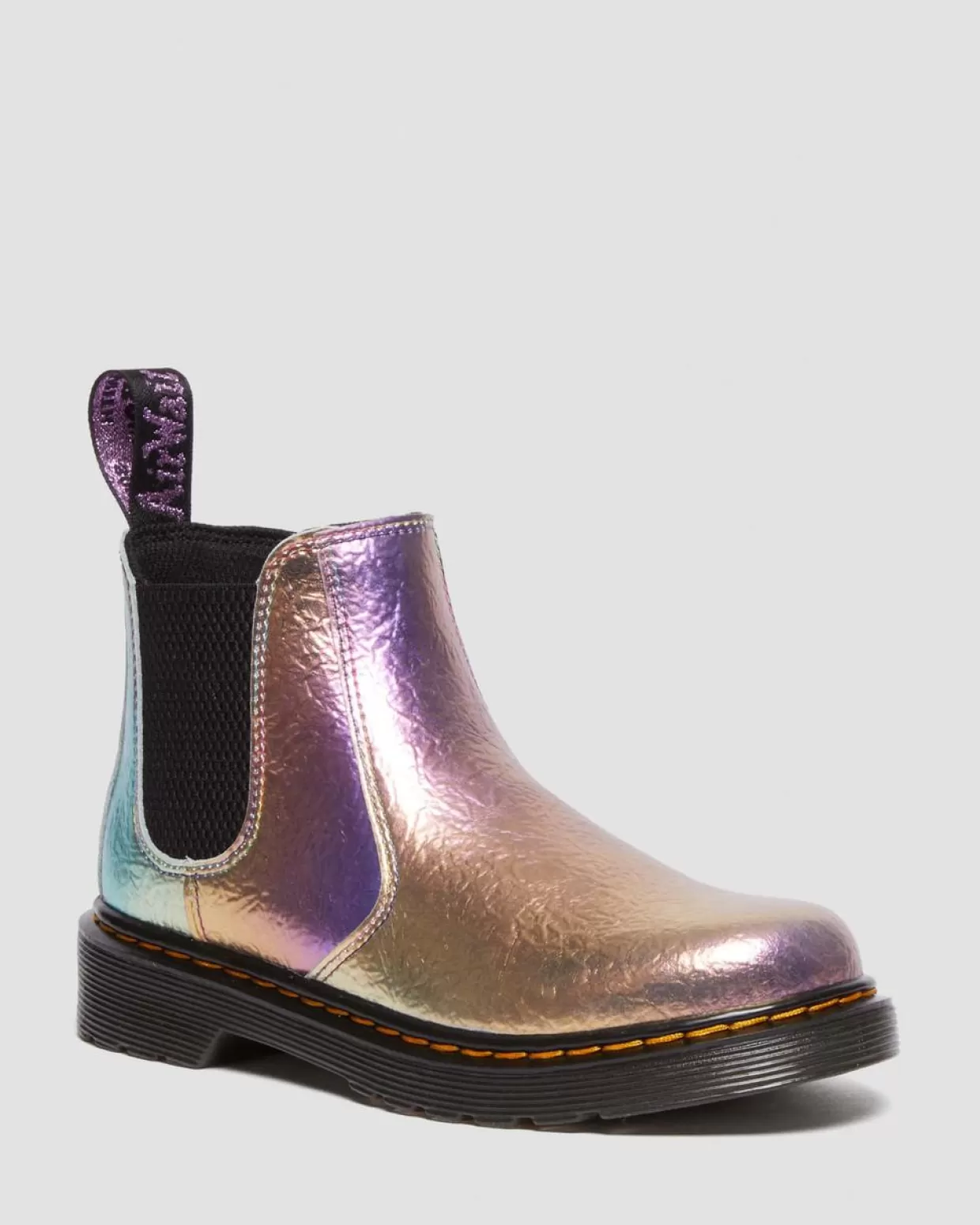 UNISEX Dr. Martens Stivaletti Chelsea Junior 2976 arcobaleno in pelle con effetto increspato
