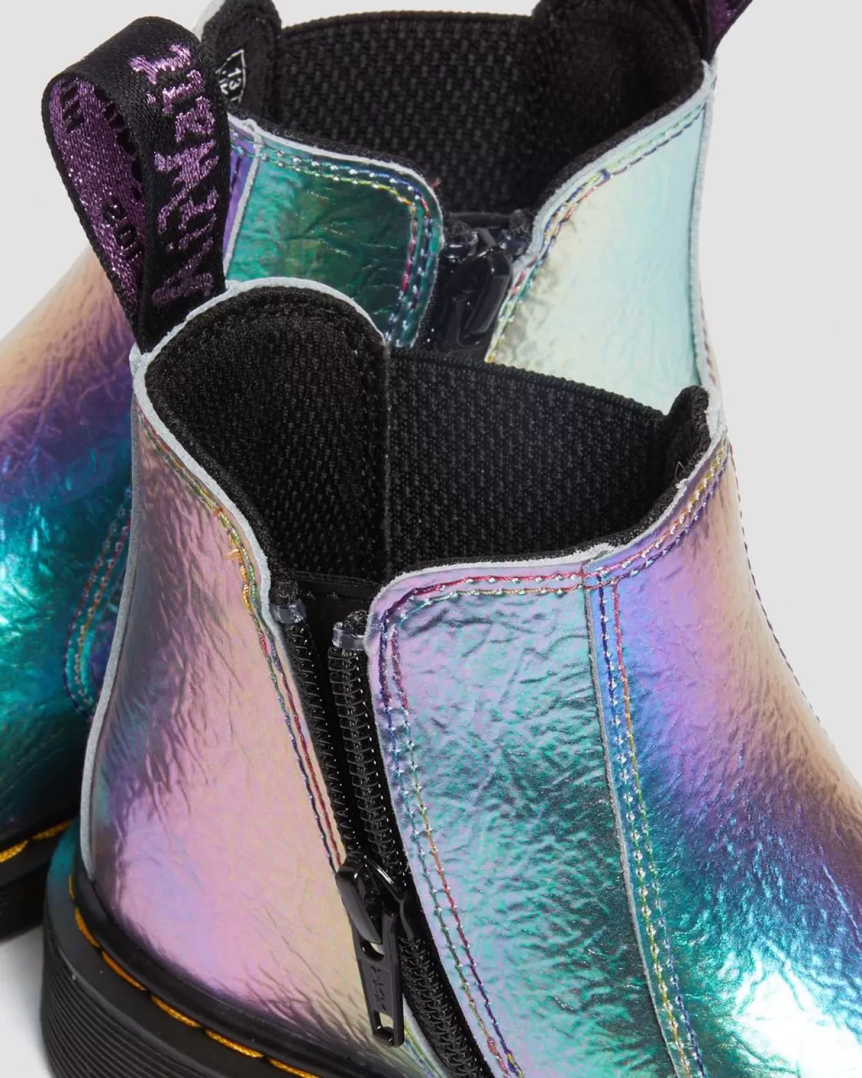 UNISEX Dr. Martens Stivaletti Chelsea Junior 2976 arcobaleno in pelle con effetto increspato