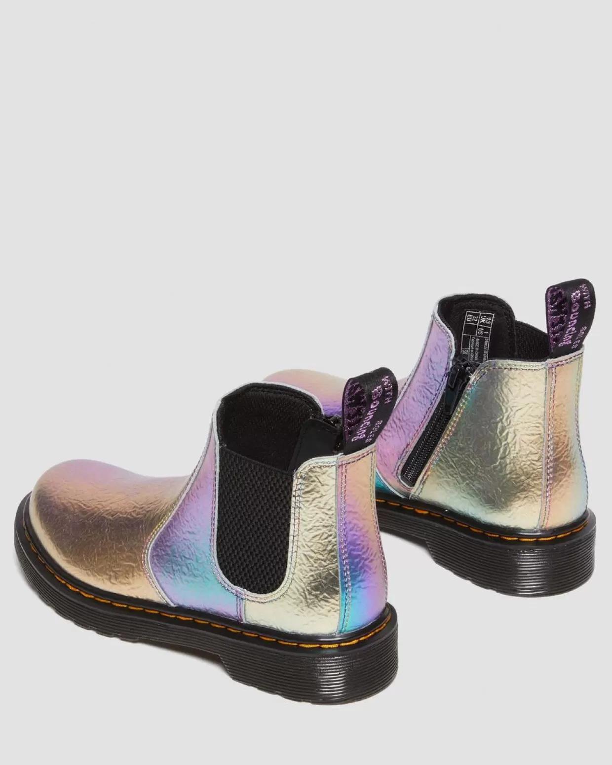 UNISEX Dr. Martens Stivaletti Chelsea Junior 2976 arcobaleno in pelle con effetto increspato