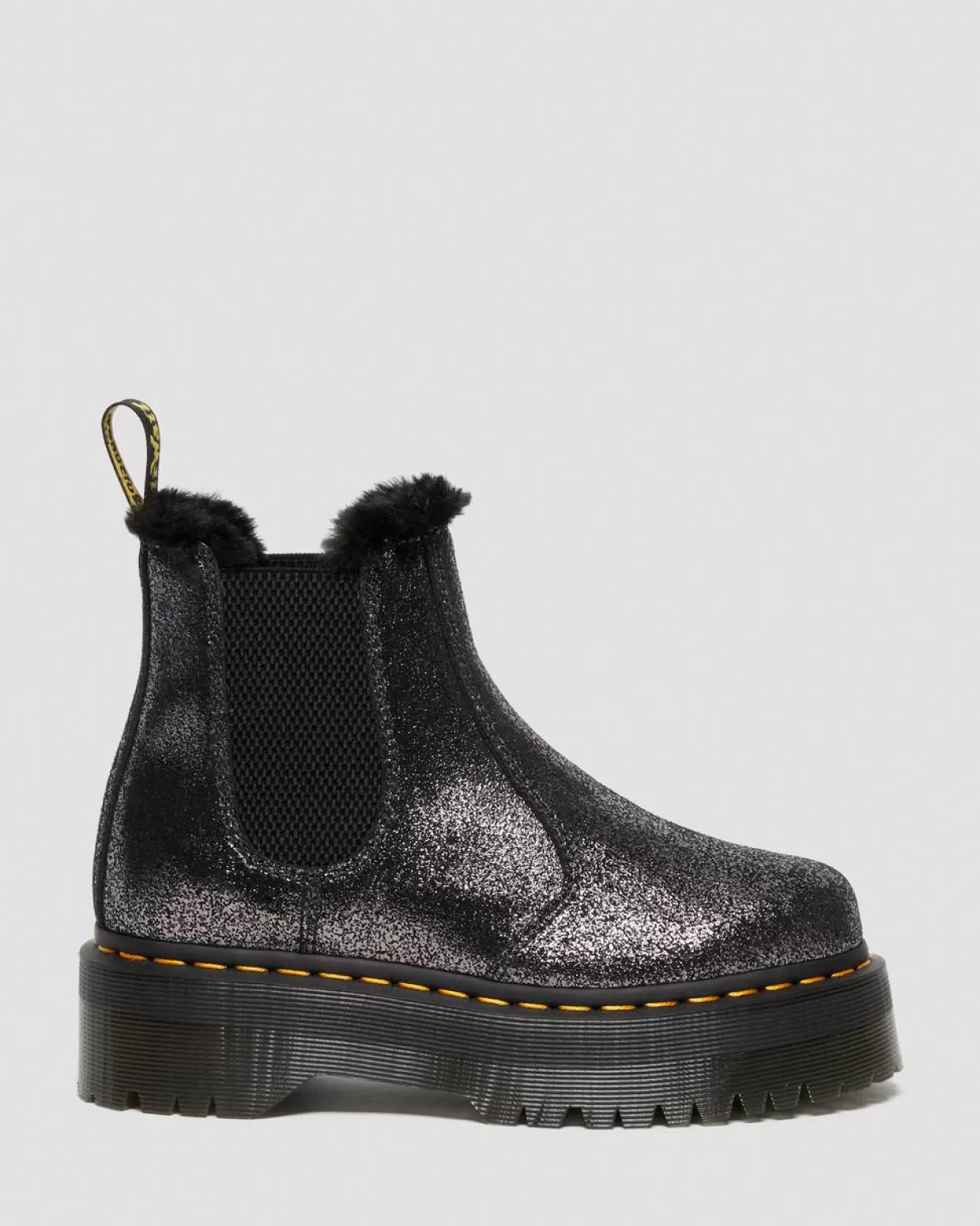 WOMENS Dr. Martens Stivaletti Chelsea Platform 2976 In Pelle Laminata Con Rivestimento Interno In Pelliccia Sintetica