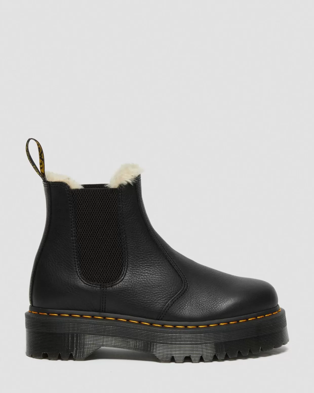 WOMENS Dr. Martens Stivaletti Chelsea Platform Quad 2976 con rivestimento interno in pelliccia sintetica