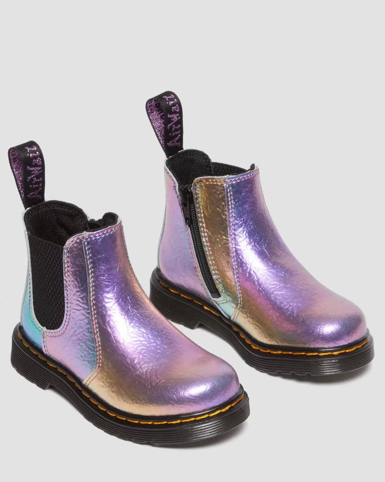 UNISEX Dr. Martens Stivaletti Chelsea primi passi 2976 arcobaleno in pelle con effetto increspato