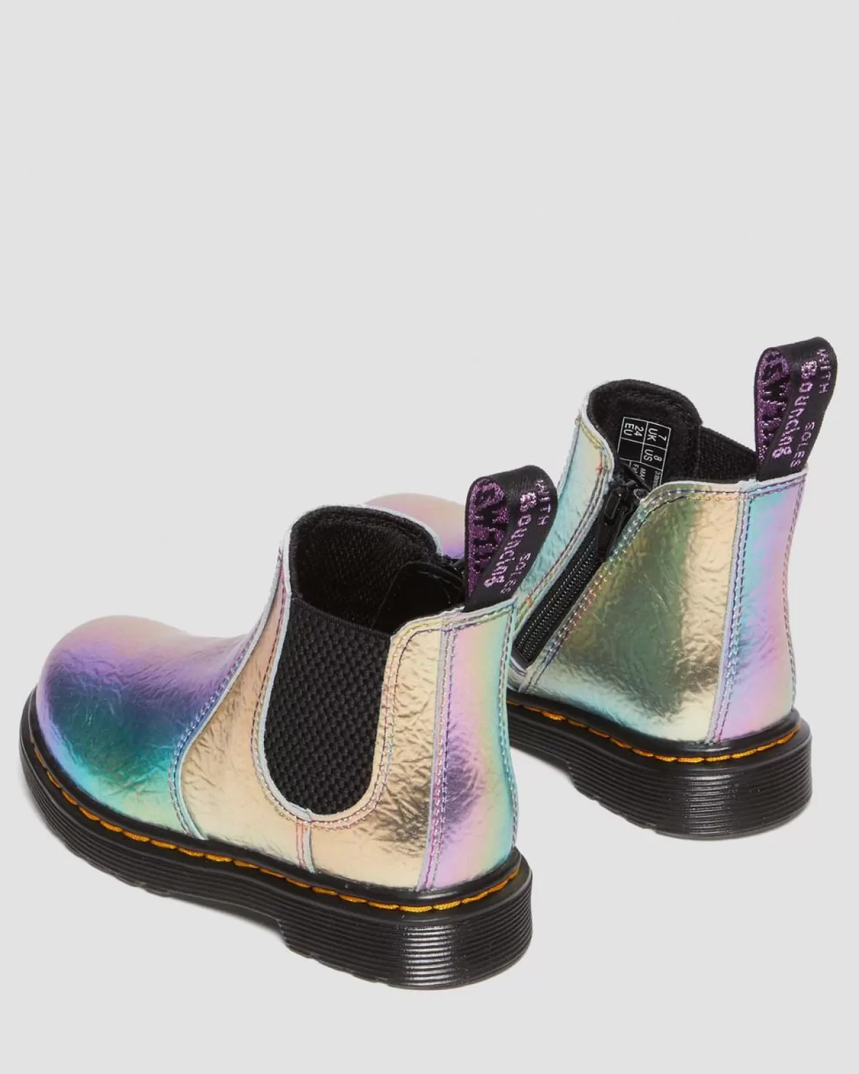UNISEX Dr. Martens Stivaletti Chelsea primi passi 2976 arcobaleno in pelle con effetto increspato