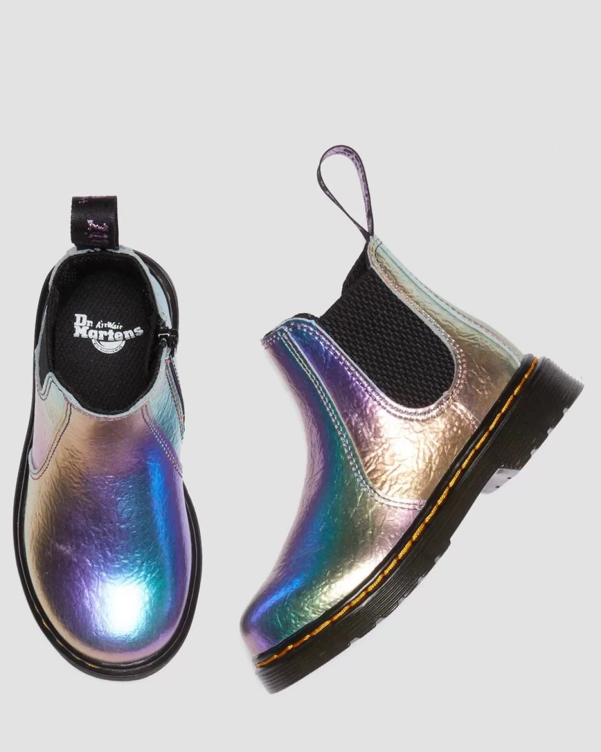 UNISEX Dr. Martens Stivaletti Chelsea primi passi 2976 arcobaleno in pelle con effetto increspato