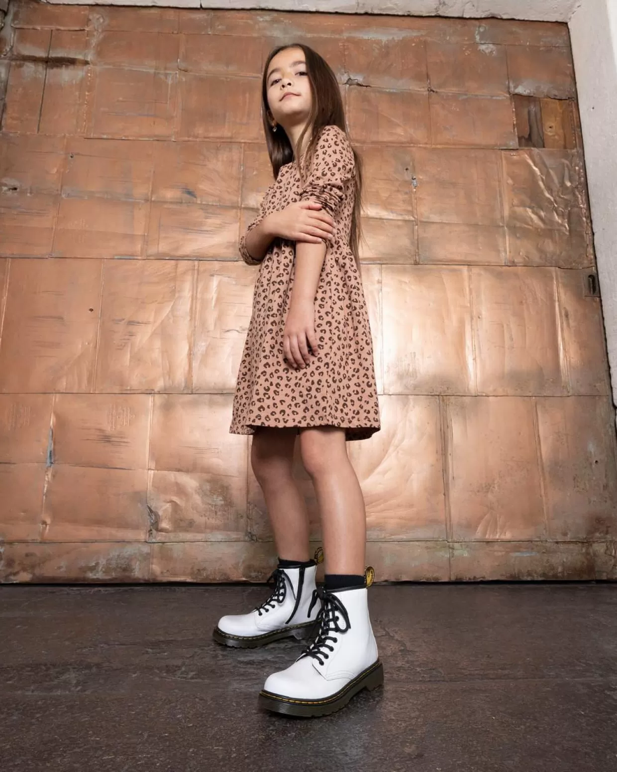 KIDS Dr. Martens Stivaletti per ragazzi stringati 1460 in pelle scamosciata neutra