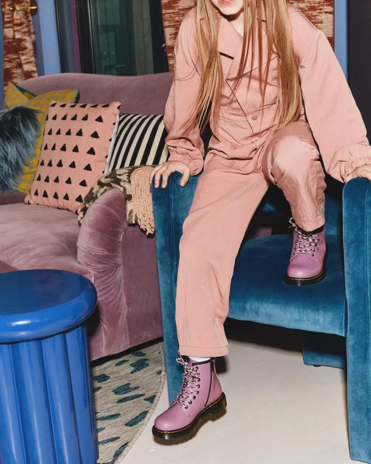 KIDS Dr. Martens Stivaletti per ragazzi stringati 1460 in pelle scamosciata neutra