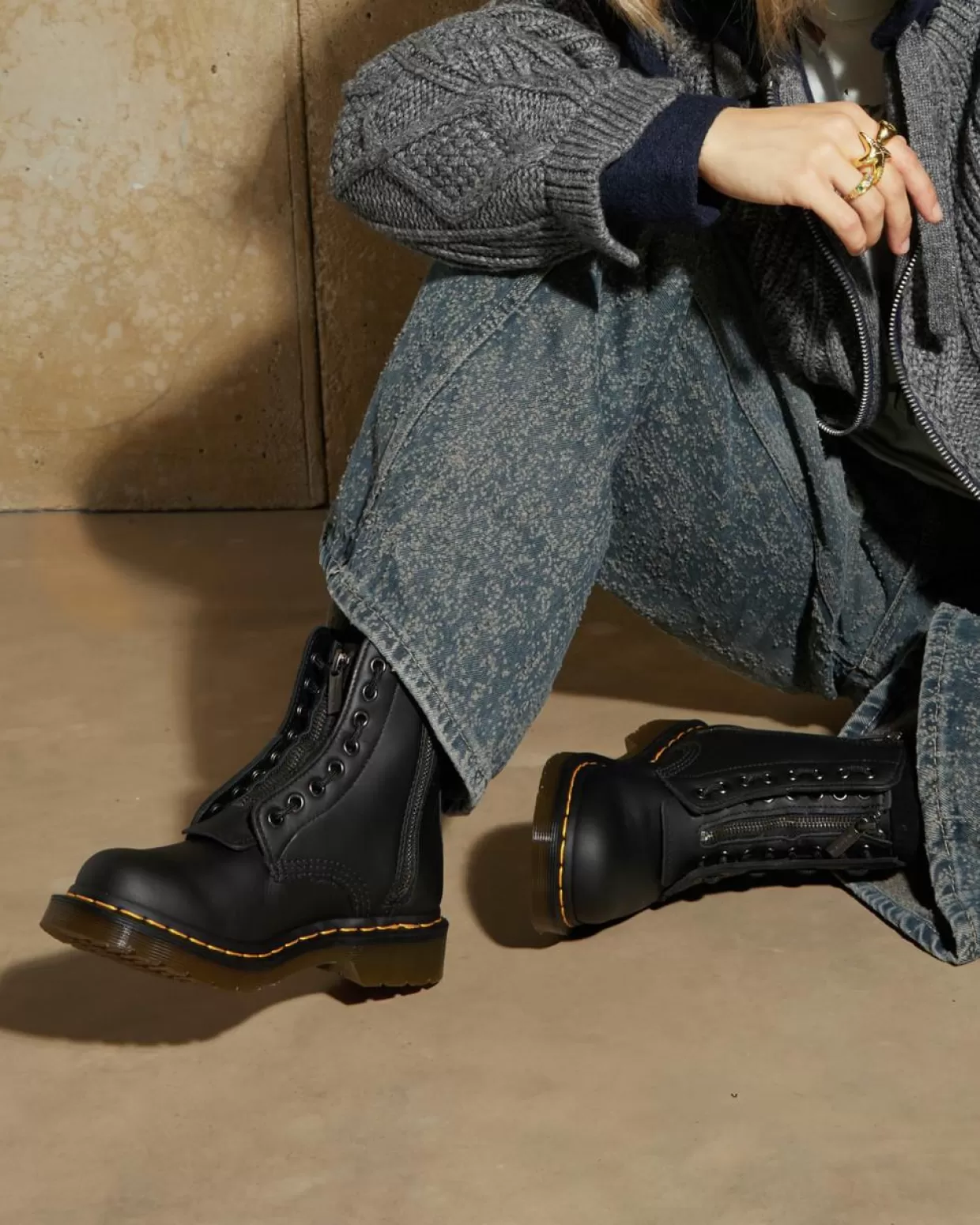 WOMENS Dr. Martens Stivali 1460 Pascal con zip in pelle Nappa
