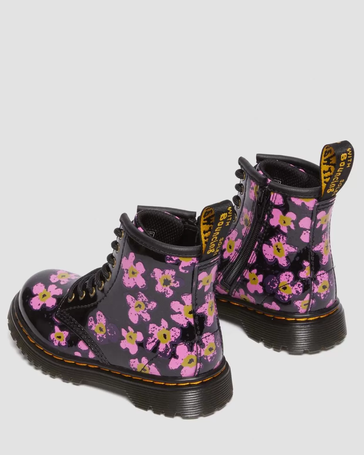 KIDS Dr. Martens Stivali 1460 primi passi in pelle verniciata con motivi floreali