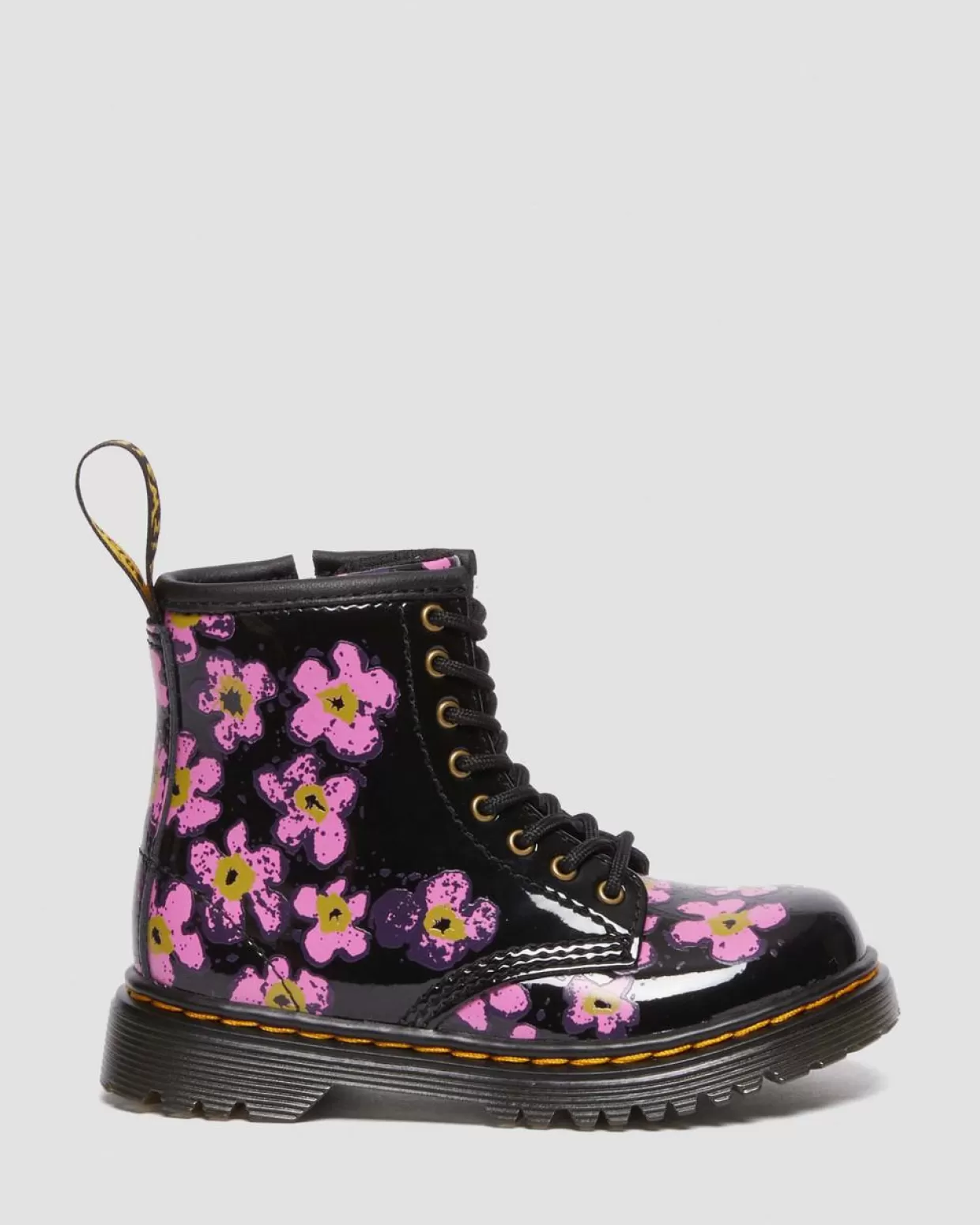 KIDS Dr. Martens Stivali 1460 primi passi in pelle verniciata con motivi floreali