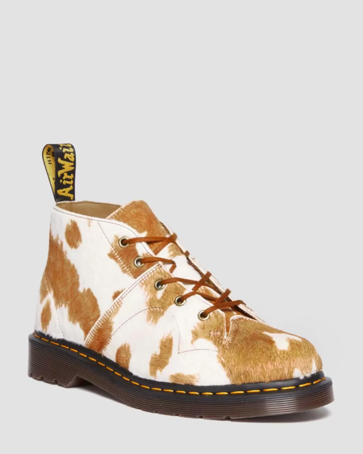 WOMENS Dr. Martens Stivali Church di pelle con stampa maculata in pelo