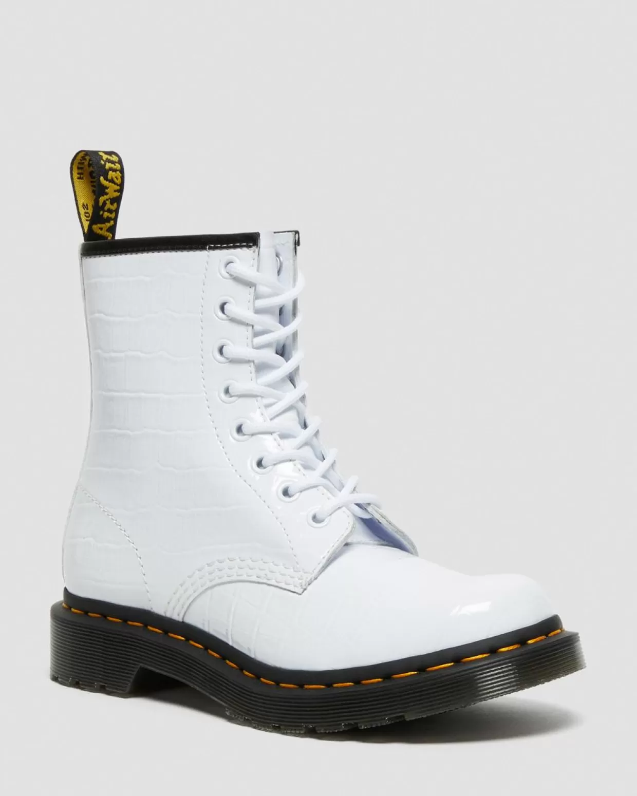 WOMENS Dr. Martens Stivali di pelle 1460 Patent Croc Emboss