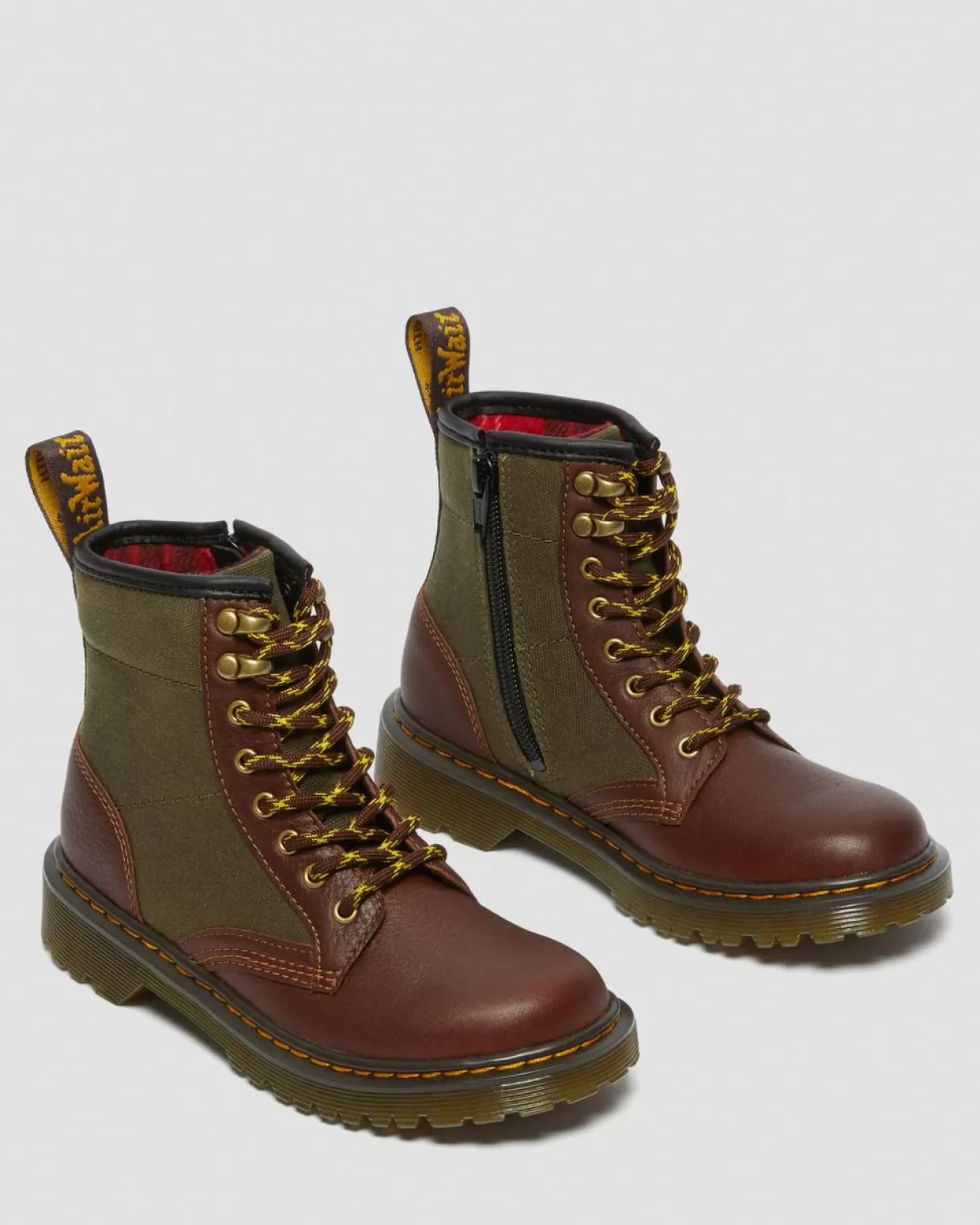 UNISEX Dr. Martens Stivali di pelle 1460 per bambini con inserti di tela