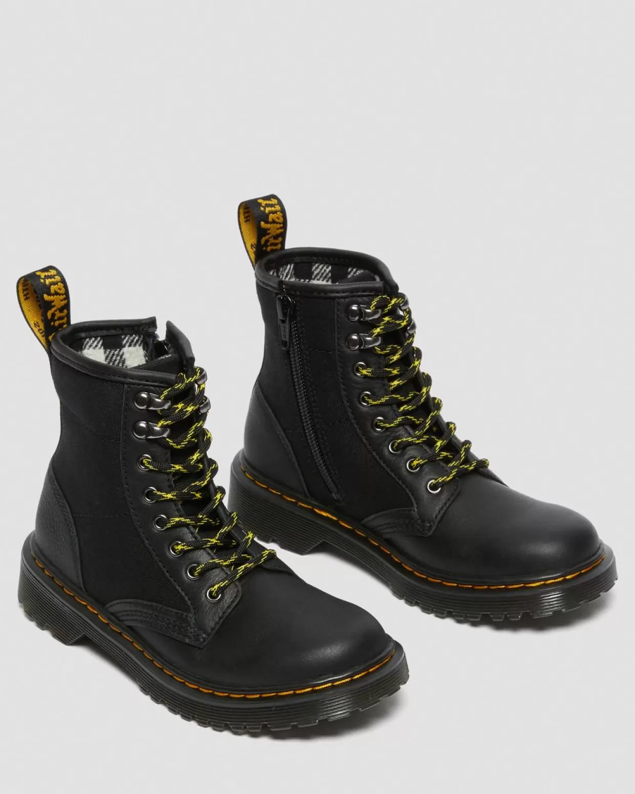UNISEX Dr. Martens Stivali di pelle 1460 per bambini con inserti di tela
