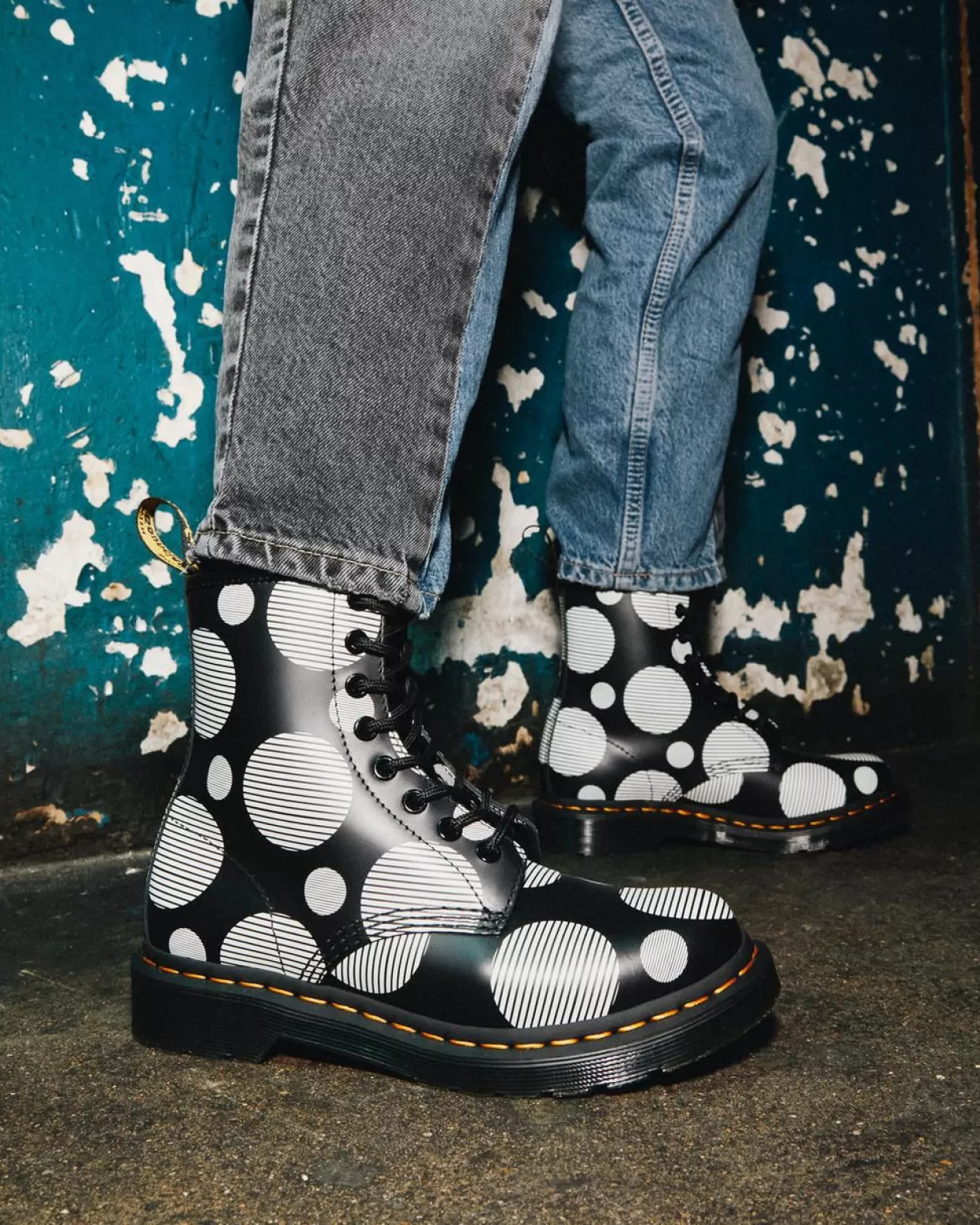 WOMENS Dr. Martens Stivali di pelle 1460 Polka Dot Smooth