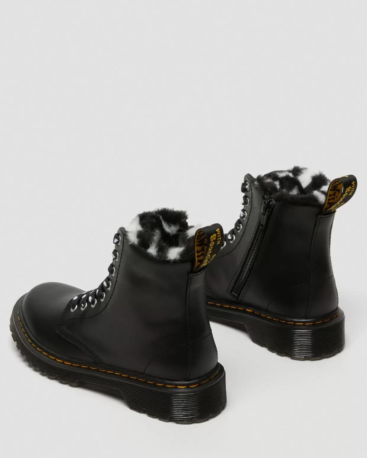 UNISEX Dr. Martens Stivali di pelle per bambini 1460 Serena con rivestimento di pelliccia sintetica