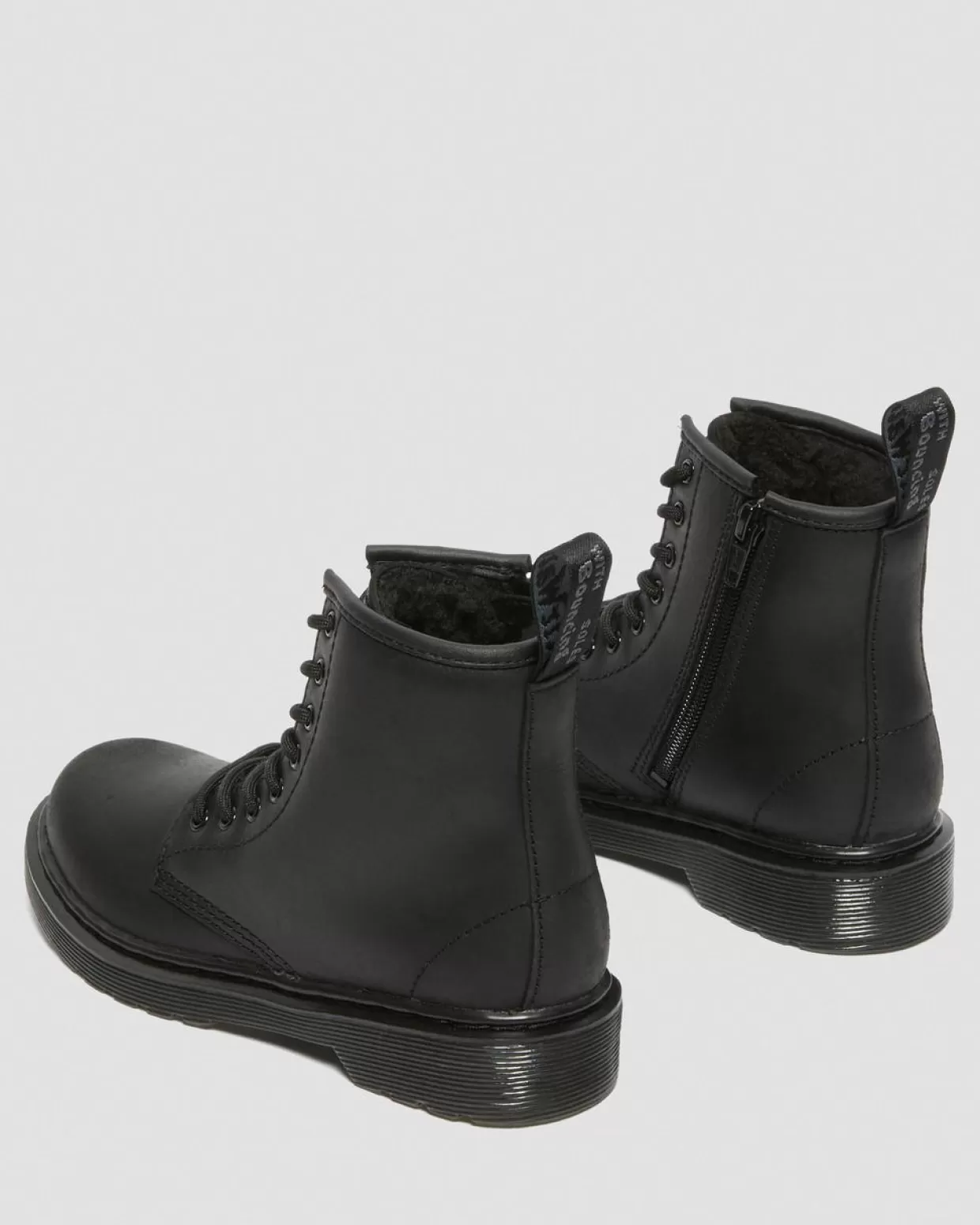 KIDS Dr. Martens Stivali di pelle per bambini con rivestimento di pelliccia sintetica 1460 Serena