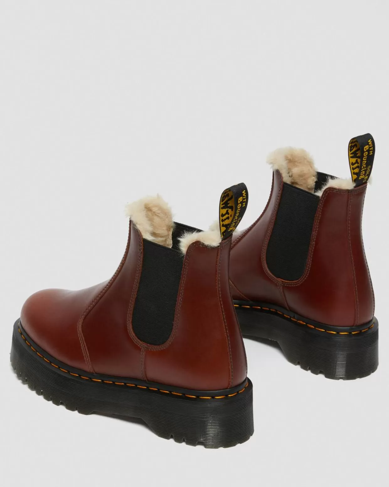 WOMENS Dr. Martens Stivali Platform 2976 Quad Con Rivestimento Interno In Pelliccia Sintetica
