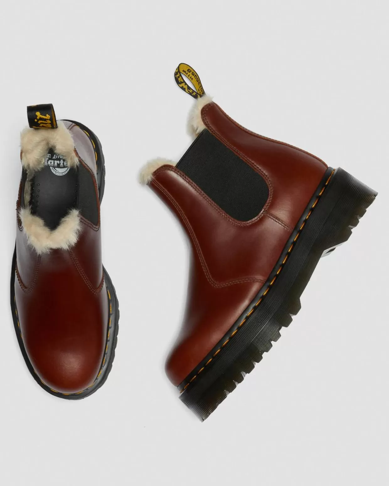 WOMENS Dr. Martens Stivali Platform 2976 Quad Con Rivestimento Interno In Pelliccia Sintetica